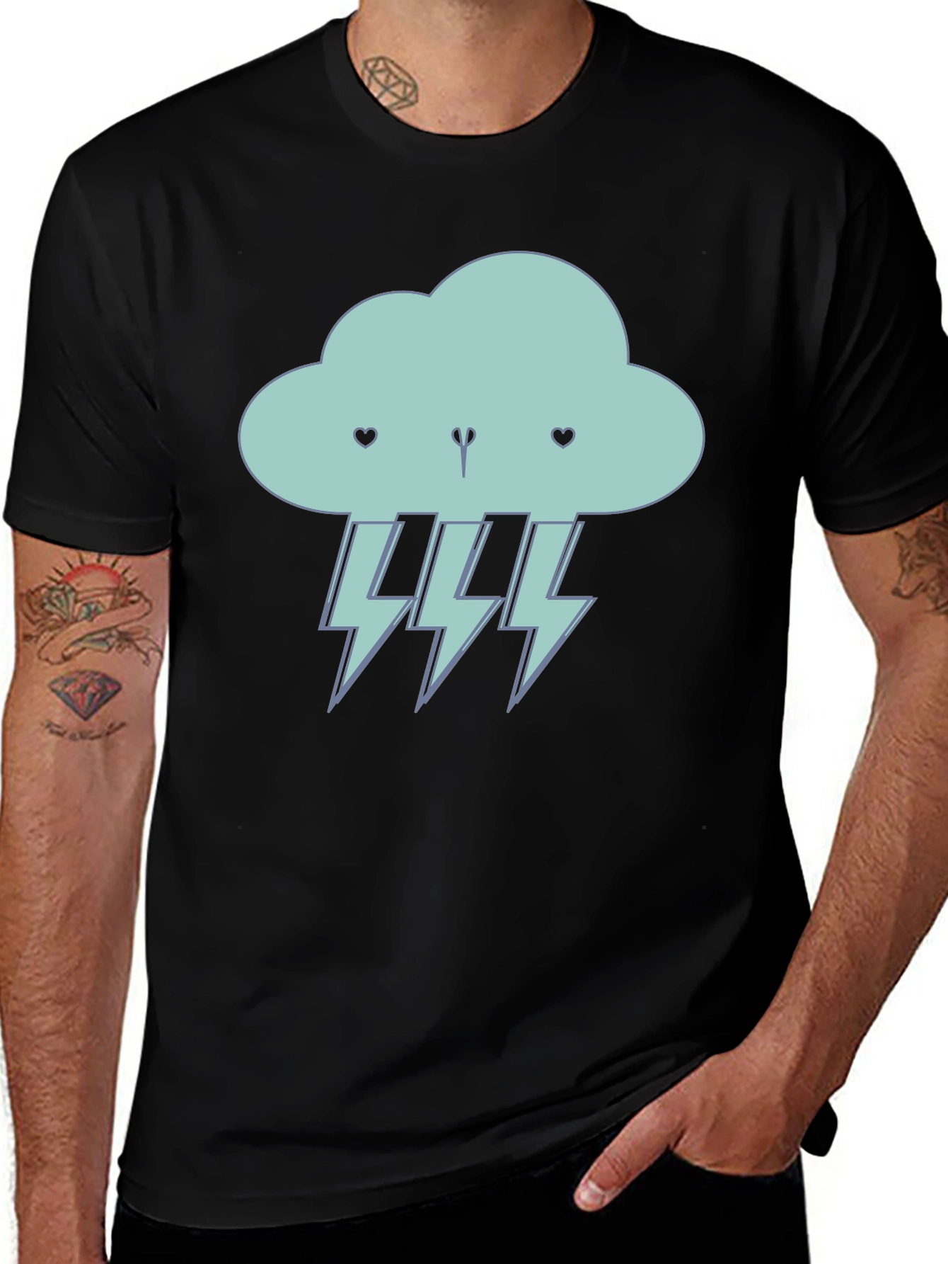 Variant 2 of Cartoon Cloud Lightning Bolt T-Shirt