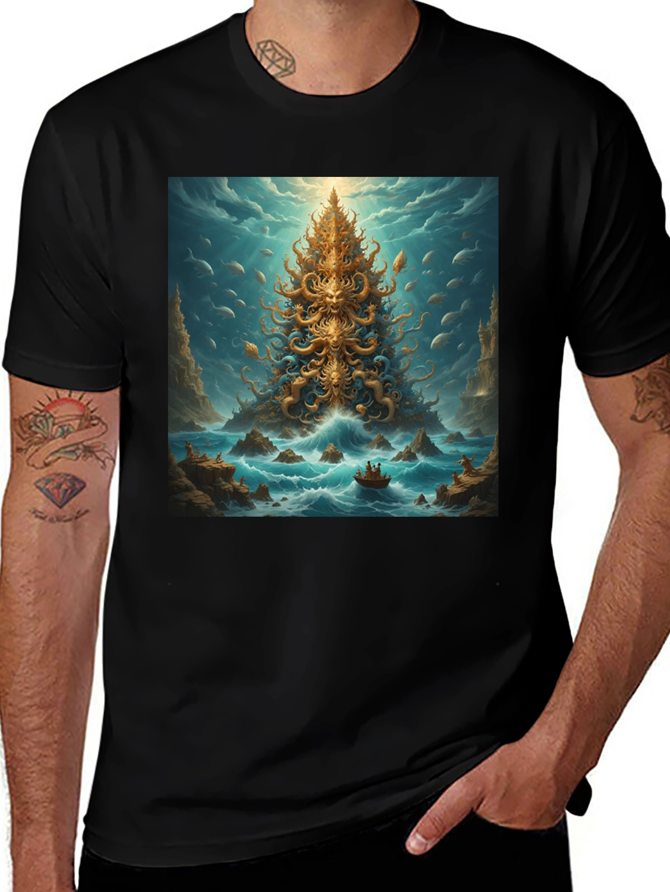Tentacle Tree Island Graphic Tee - Unique Art Shirt