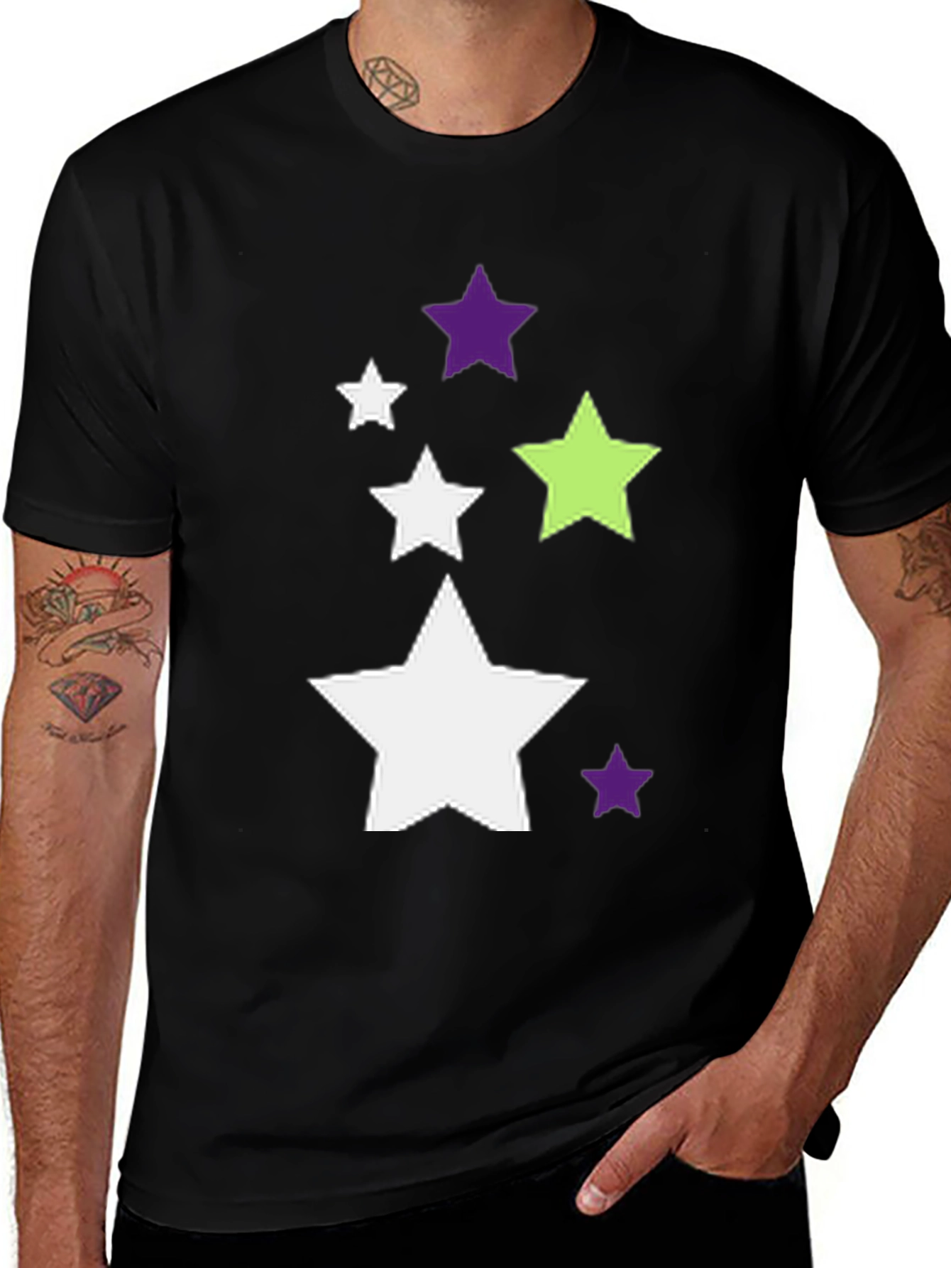 Variant 6 of Stars Graphic Tee | Casual Cotton Blend T-Shirt