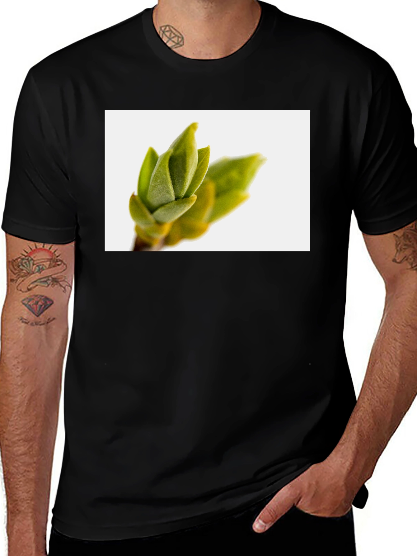 Nature Bud Graphic Black T-Shirt