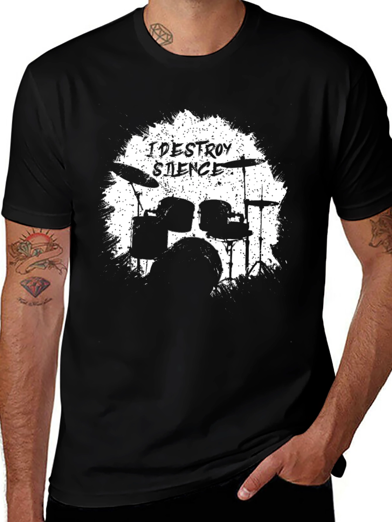 I Destroy Silence Drummer T-Shirt - Black