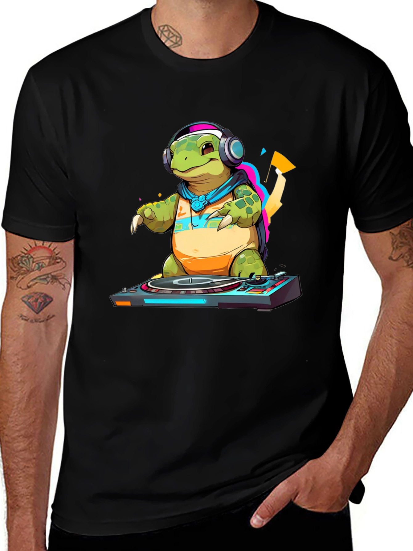 Variant 3 of DJ Turtle Graphic Tee - Cool Animal T-Shirt