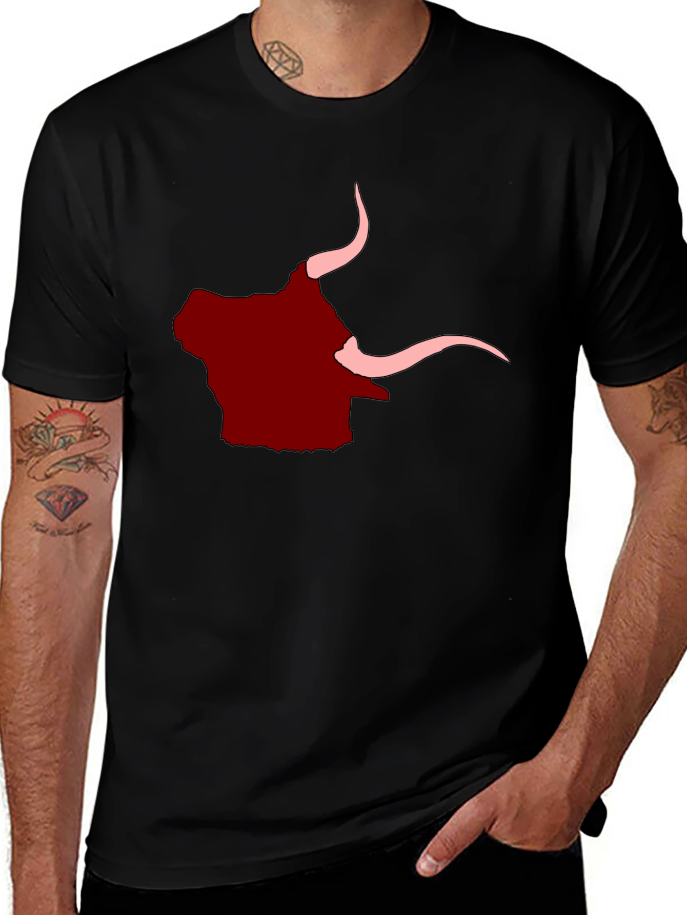 Variant 28 of Bull Graphic Tee - Black Cotton Comfort