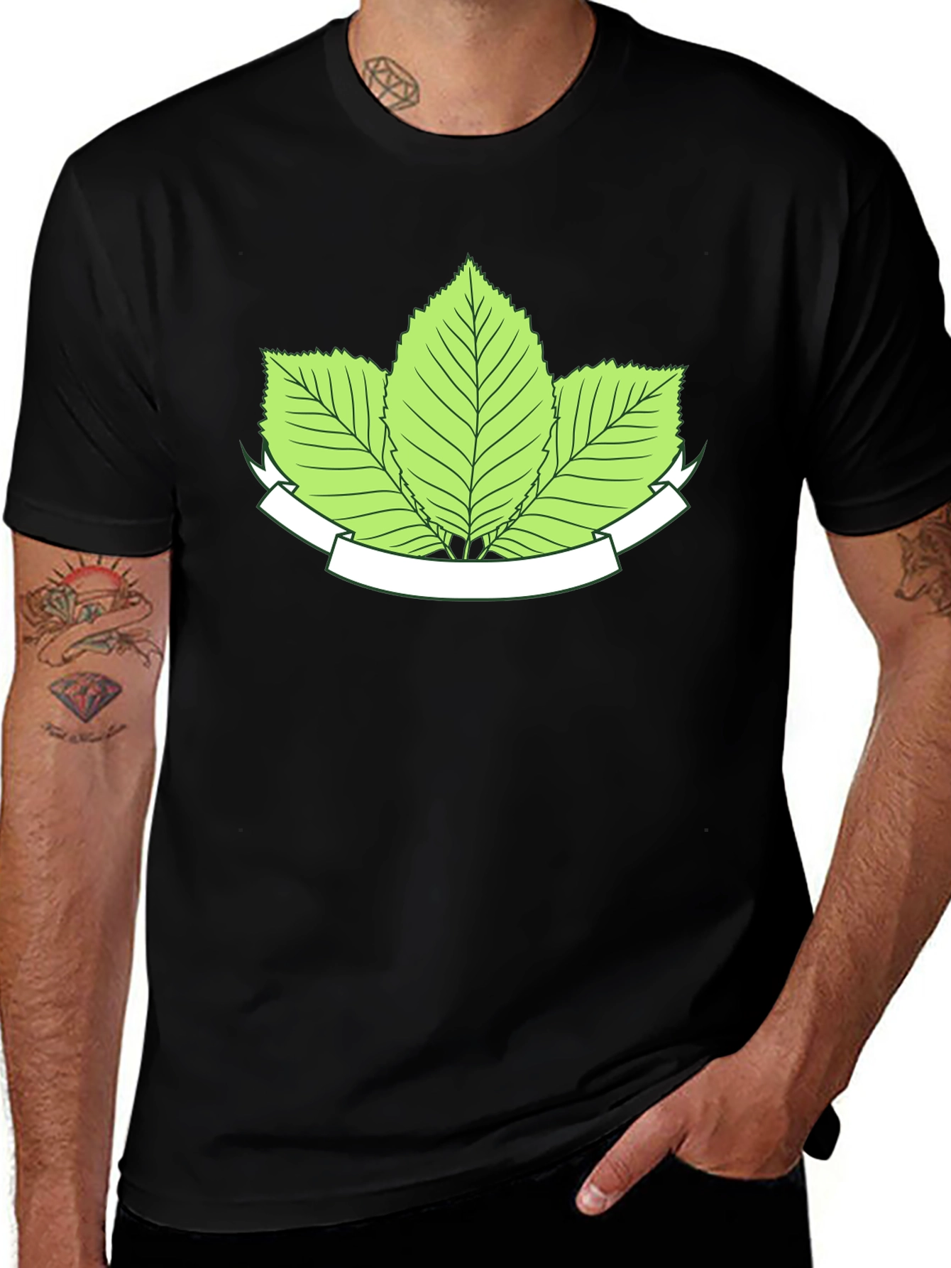 Variant 9 of Leaf Emblem Black T-Shirt