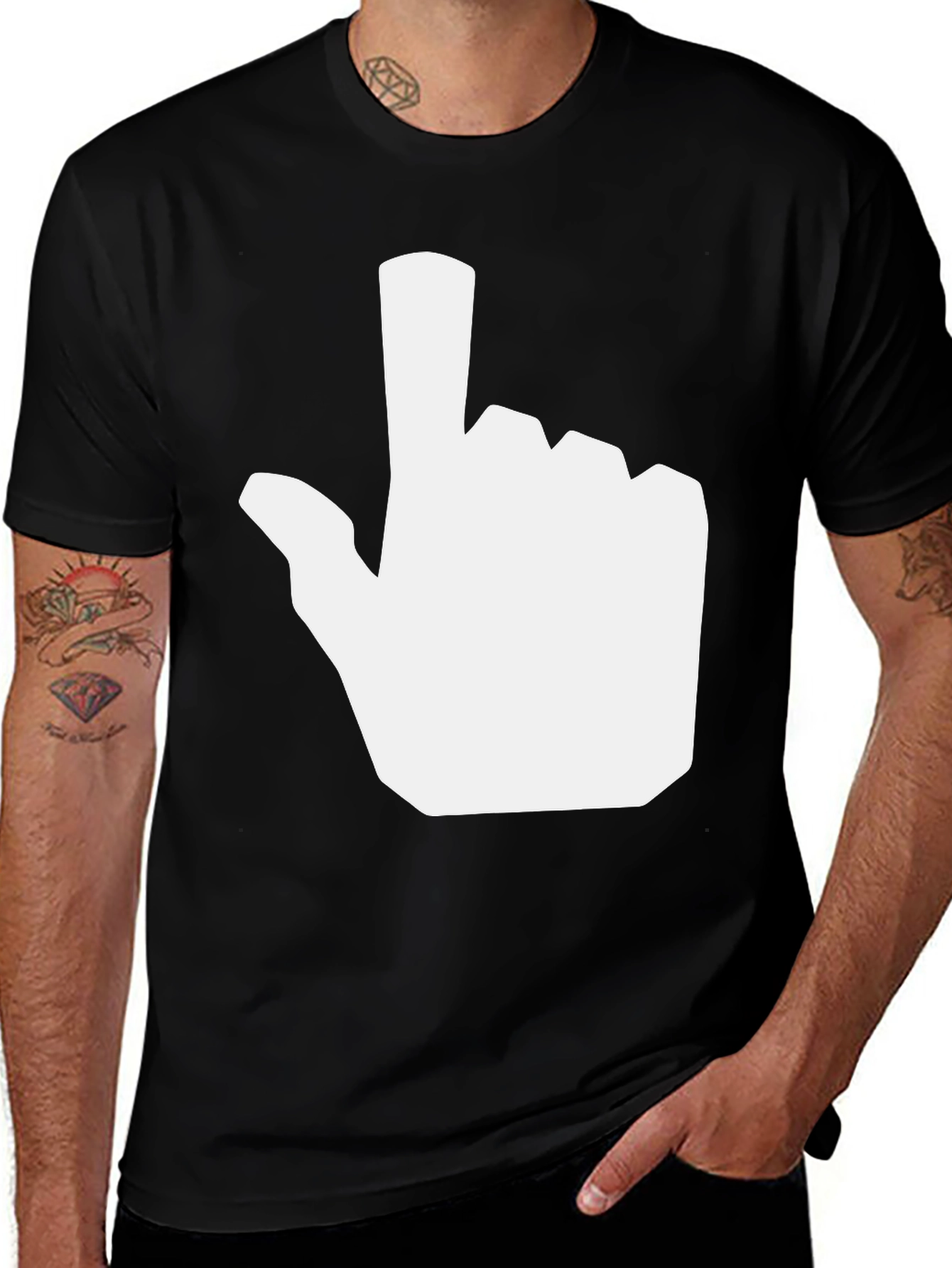 Novelty Pointer Hand Graphic Tee - Black
