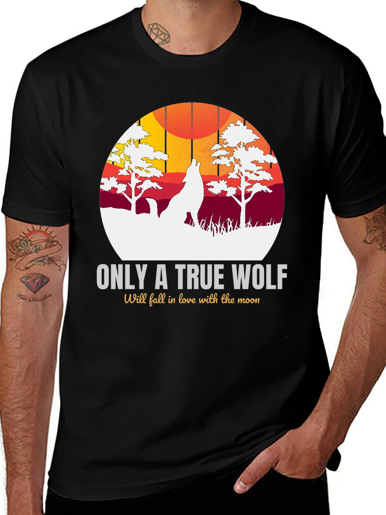 Variant 6 of True Wolf Graphic Tee - Moon Lover Design