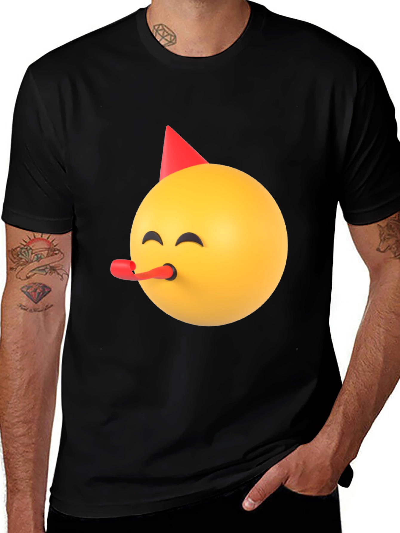 Variant 15 of Party Emoji Black T-Shirt