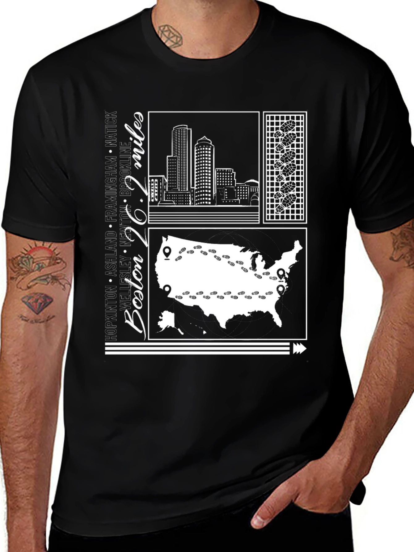 Boston Marathon 26.2 Miles Graphic T-Shirt