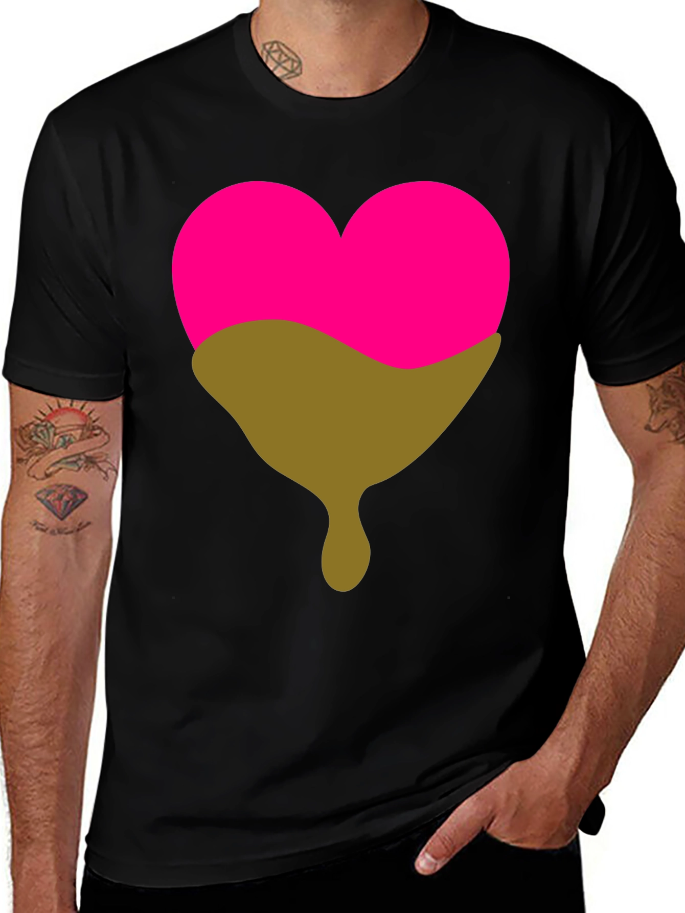 Variant 12 of Heart Drip Graphic T-Shirt - Black