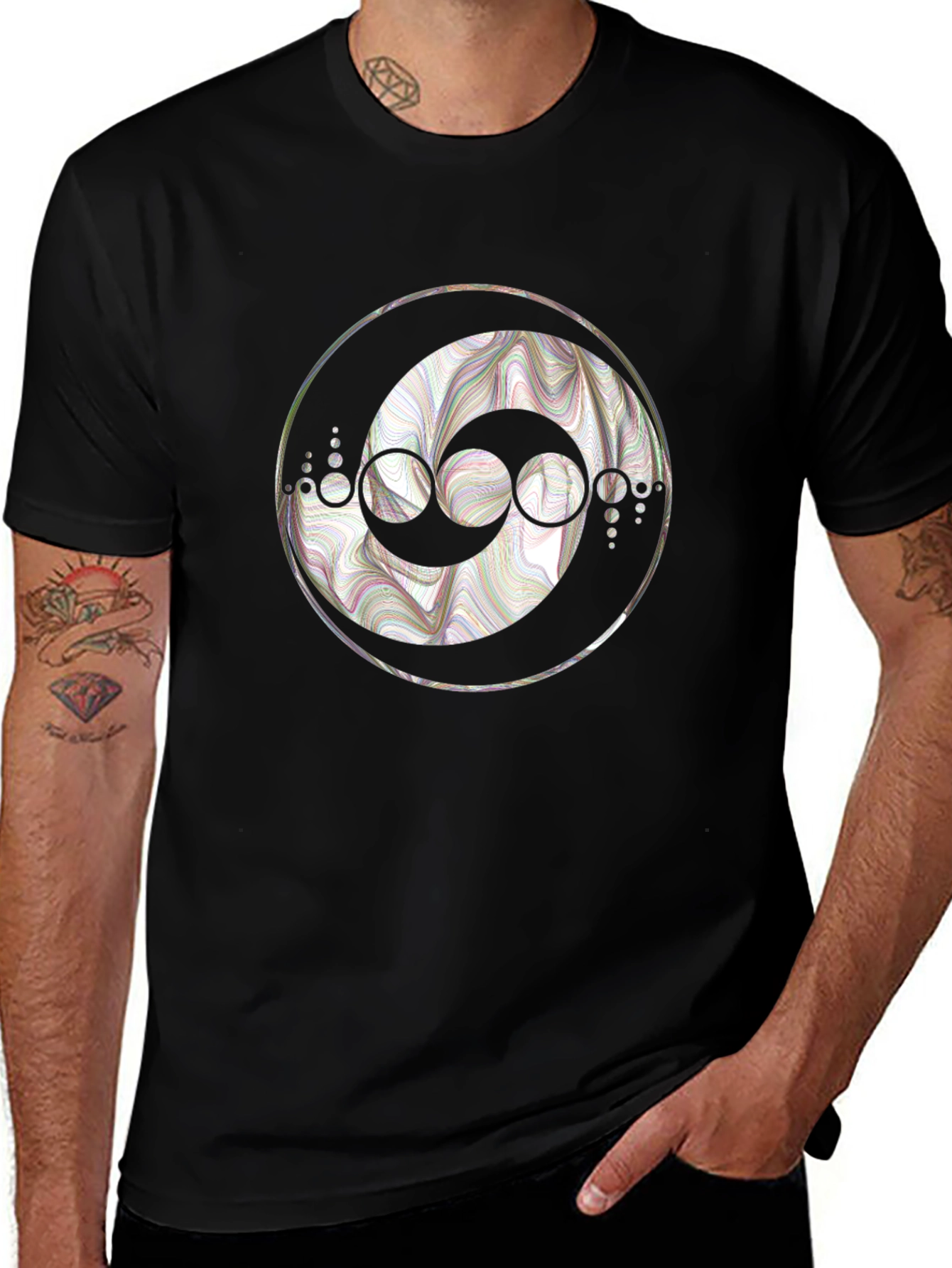 Variant 22 of Abstract Circle Graphic Black T-Shirt