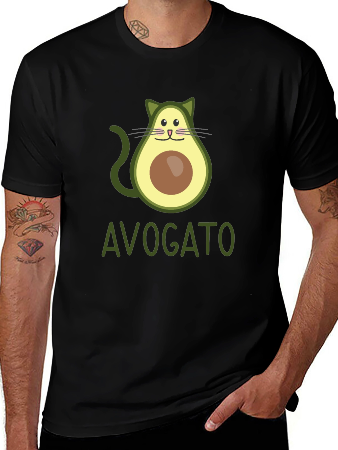 Variant 20 of Avogato T-Shirt - Avocado Cat Graphic Tee