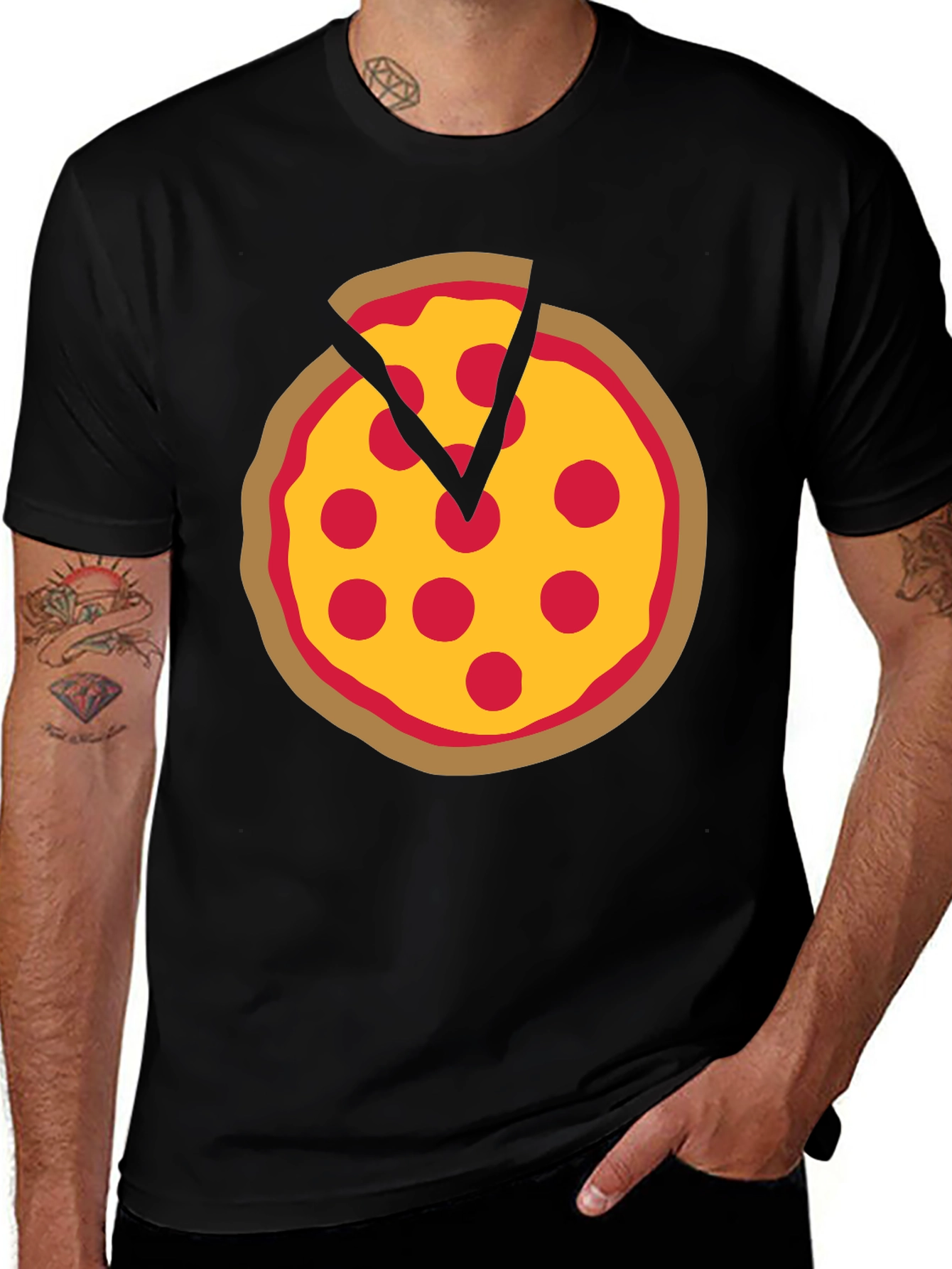 Variant 19 of Pizza Graphic Black T-Shirt - Funny Food Tee