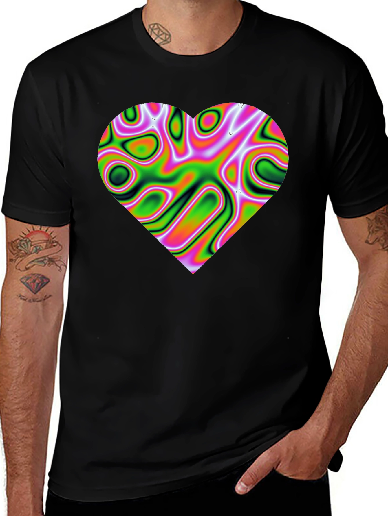 Variant 25 of Psychedelic Heart Graphic T-Shirt - Bold & Unique Style