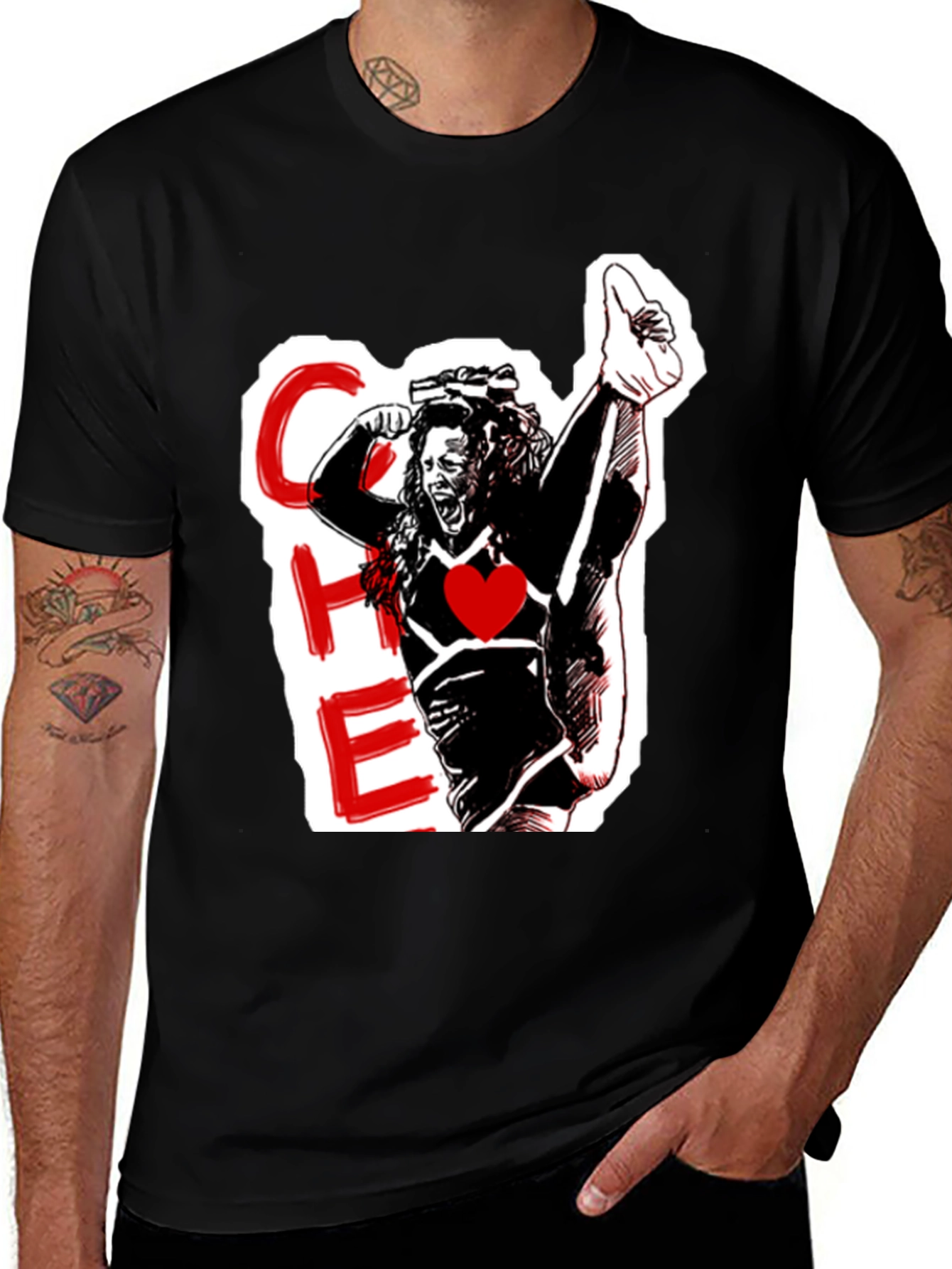 Variant 28 of Cheerleader Graphic Black T-Shirt