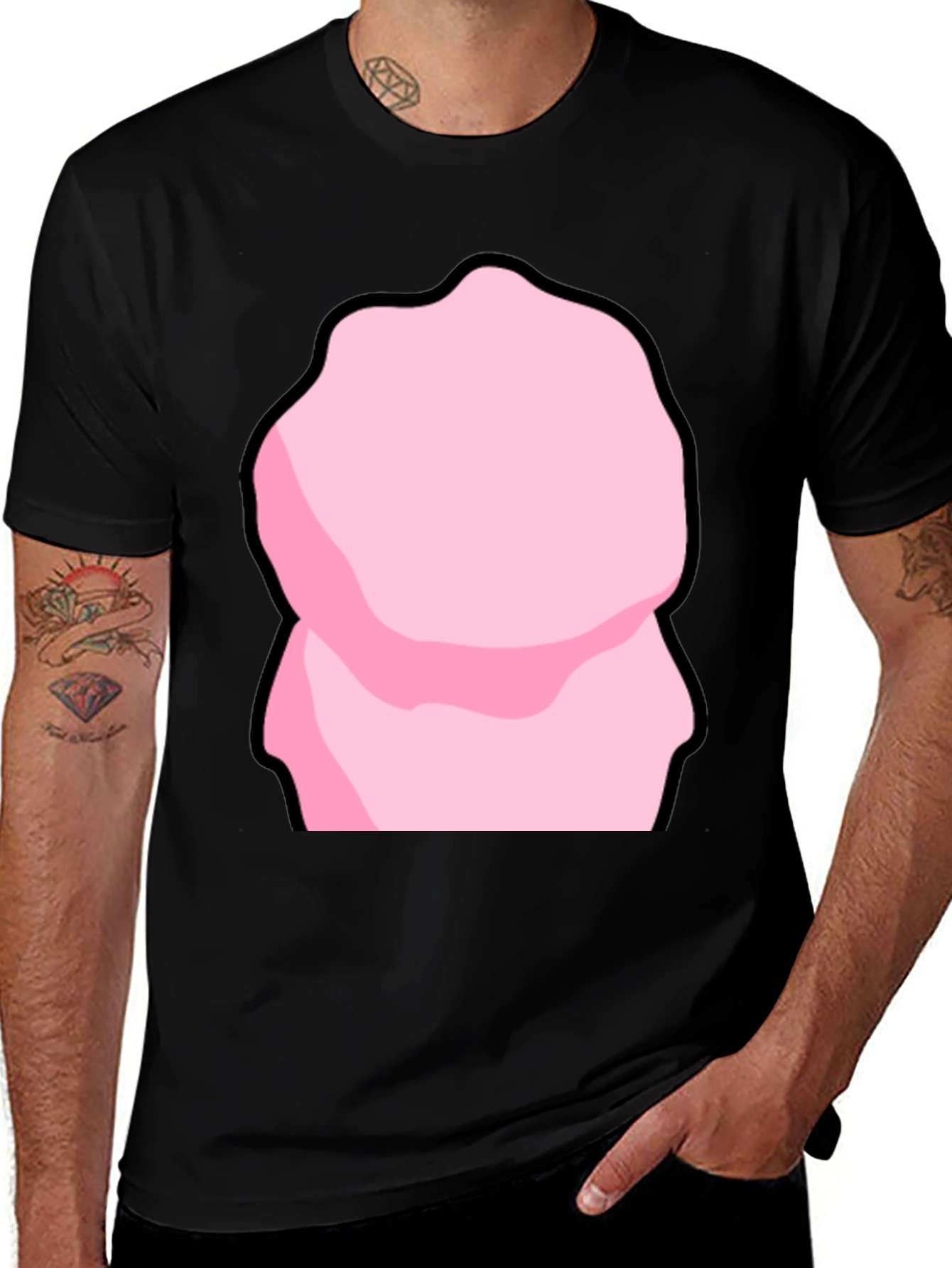 Variant 17 of Funny Pink Blob Graphic Print T-Shirt - Black
