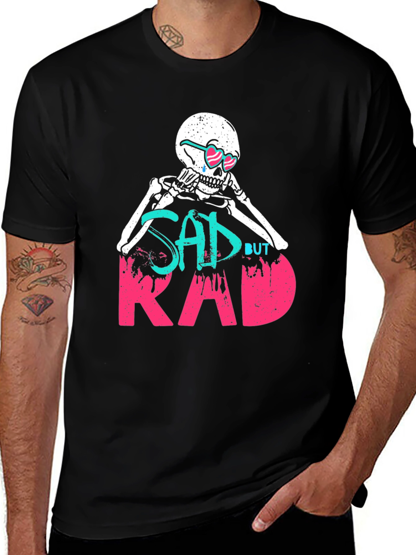 Variant 4 of Sad But Rad Skeleton Graphic T-Shirt
