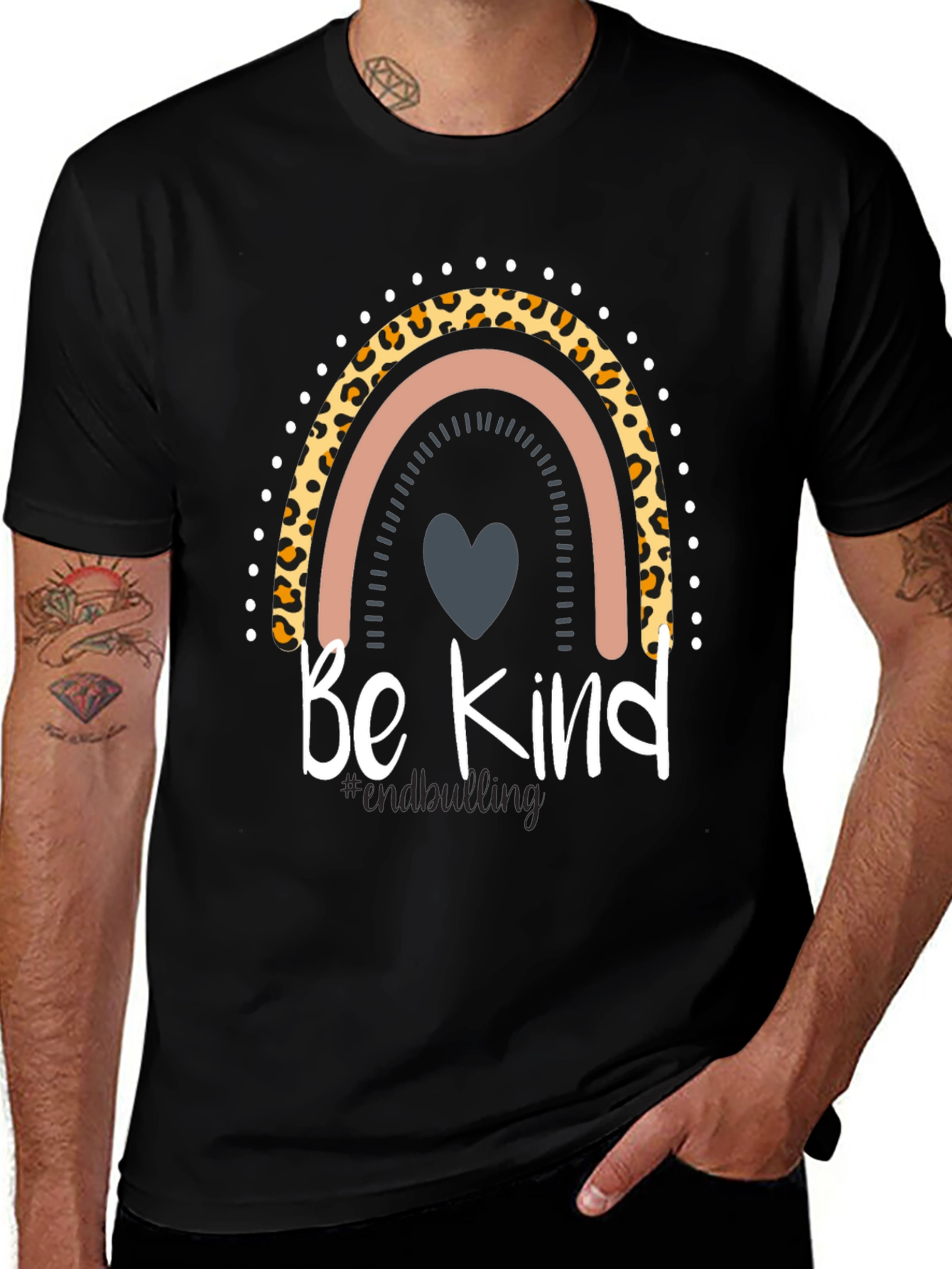 Be Kind Rainbow Leopard Print T-Shirt