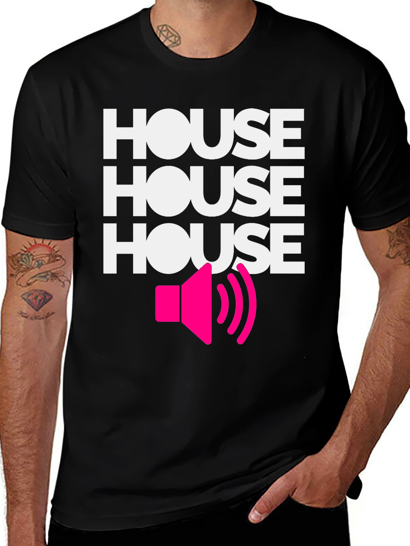 Variant 6 of House Music Graphic Tee - Black Cotton