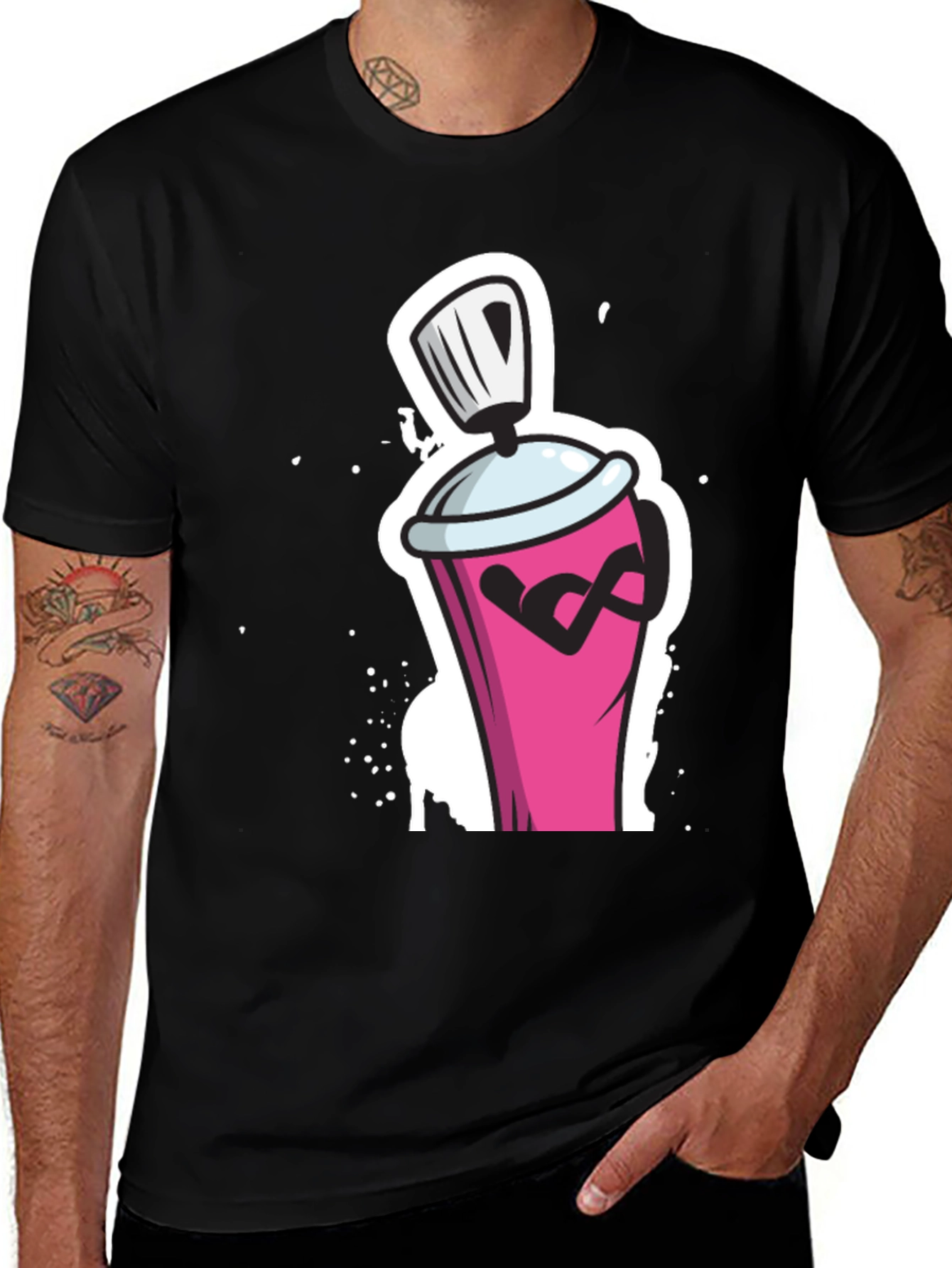 Variant 20 of Spray Paint Graphic Tee - Black Casual Shirt