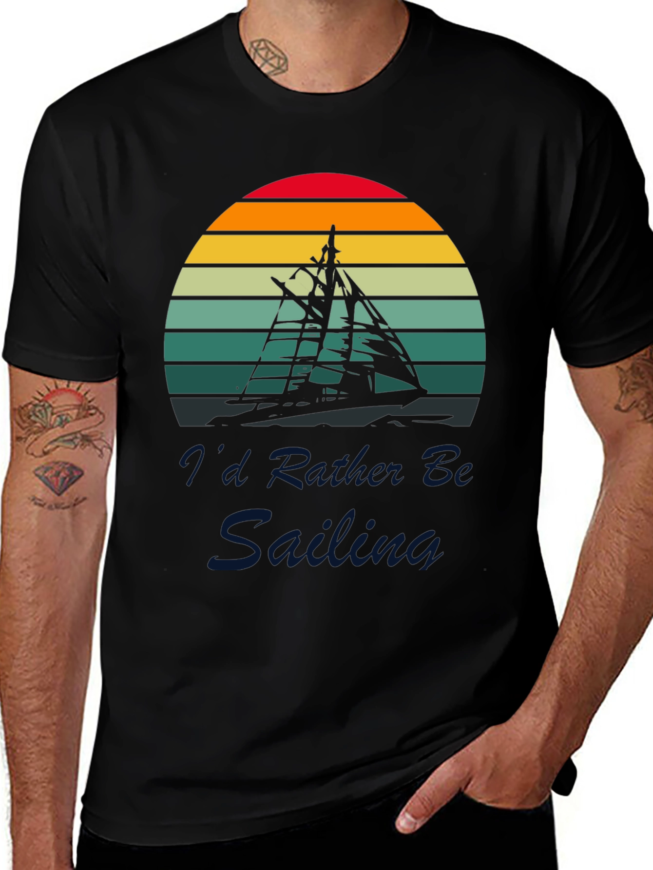 Variant 10 of Retro Sailing T-Shirt - I'd Rather Be Sailing