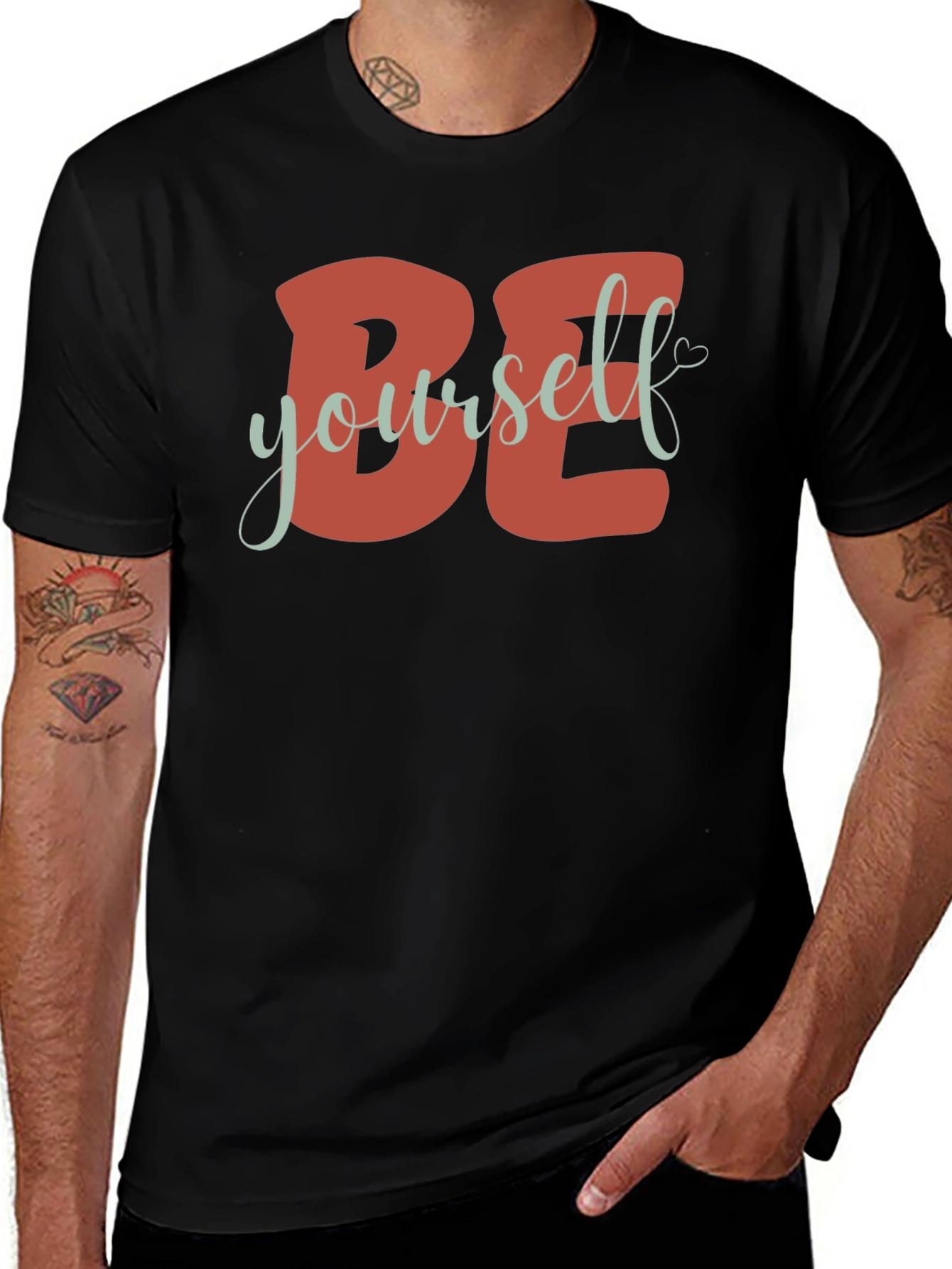 Variant 18 of Be Yourself Graphic Tee - Black Cotton