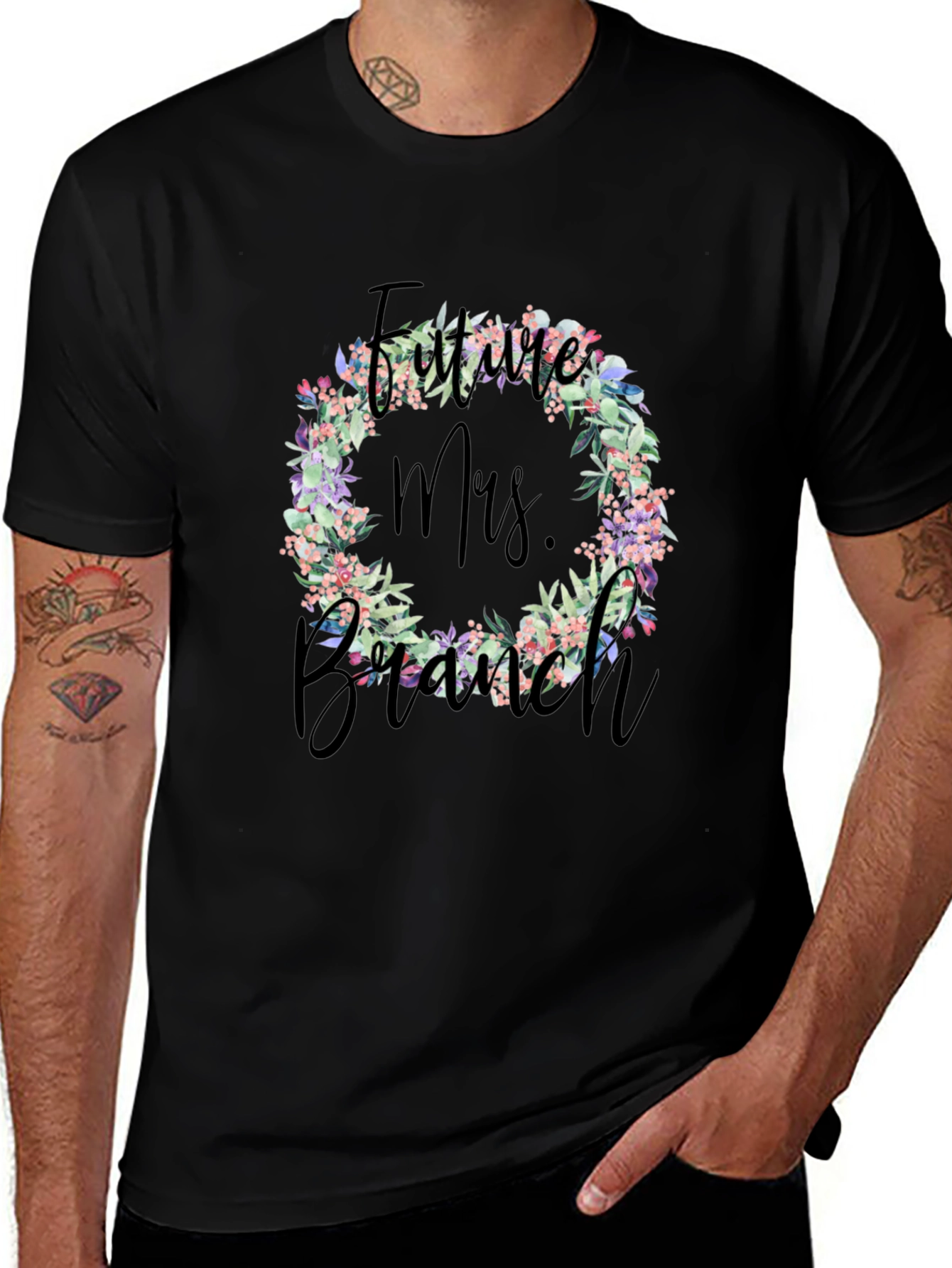 Variant 14 of Future Mrs. Branch Floral Wreath T-Shirt