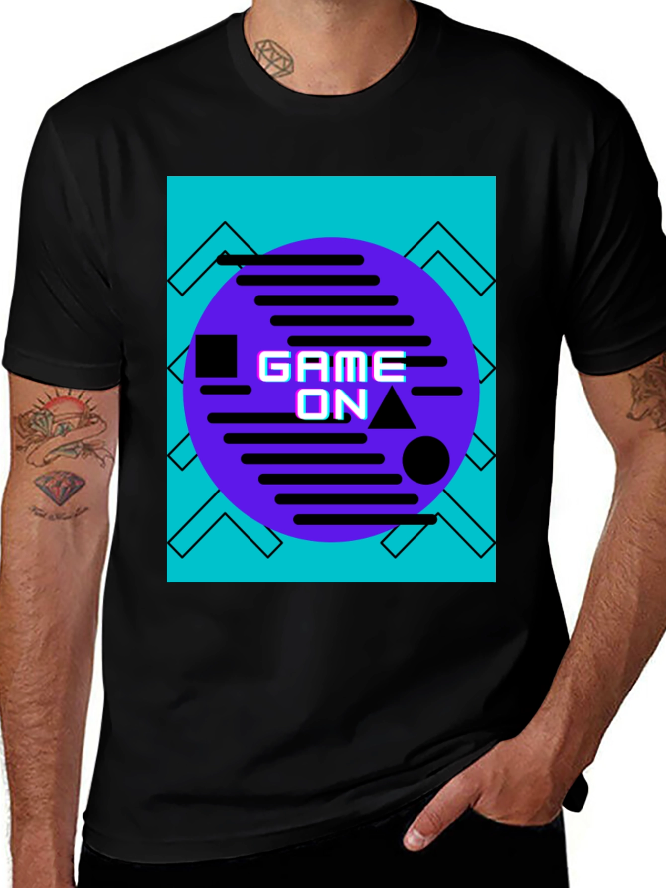 Game On Retro Style Black T-Shirt