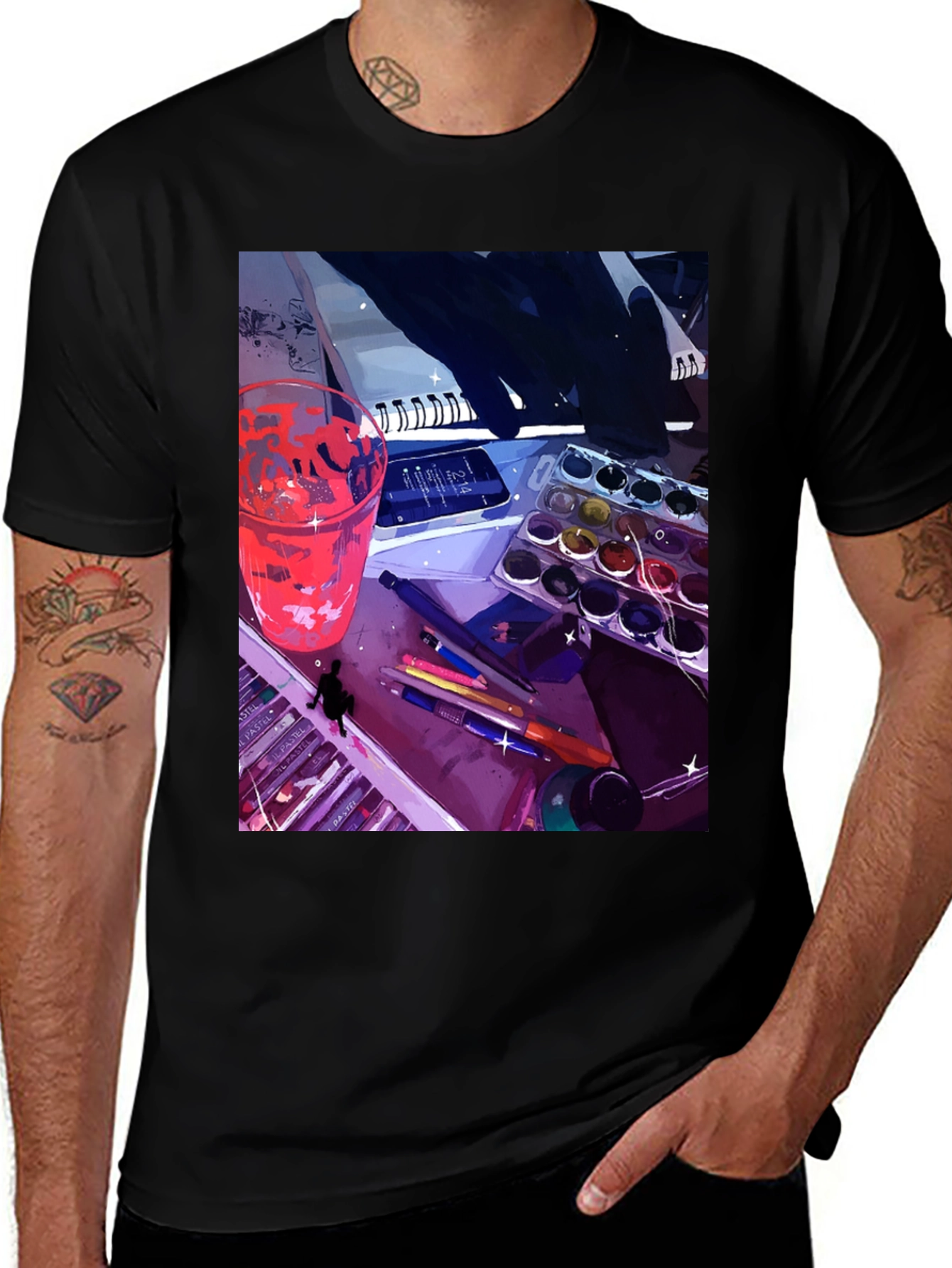 Artist's Desk Graphic Tee - Creative Expression