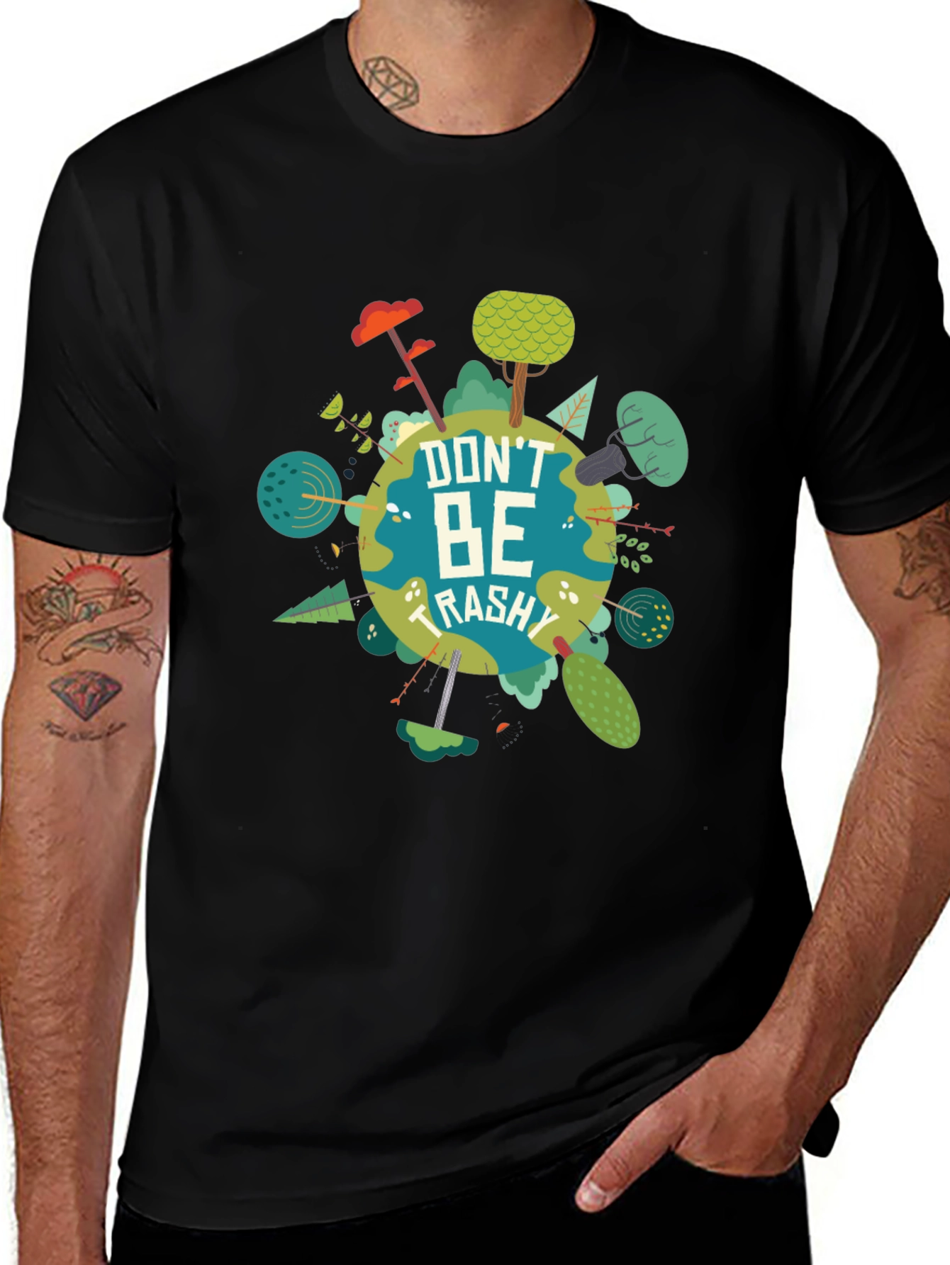 Variant 13 of Eco-Friendly 'Don't Be Trashy' Graphic Tee