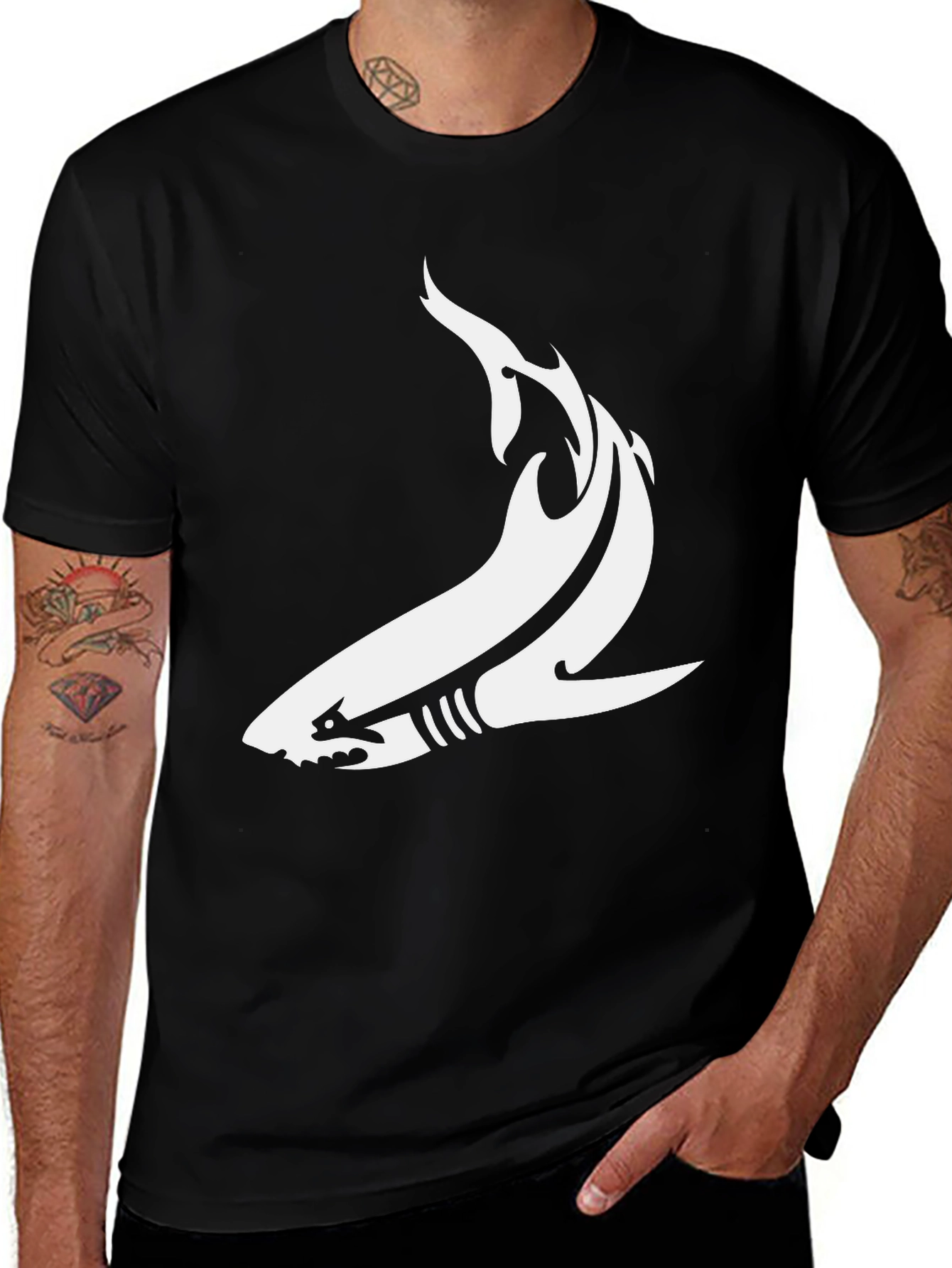 Variant 27 of Shark Graphic Tee - Men's Black T-Shirt