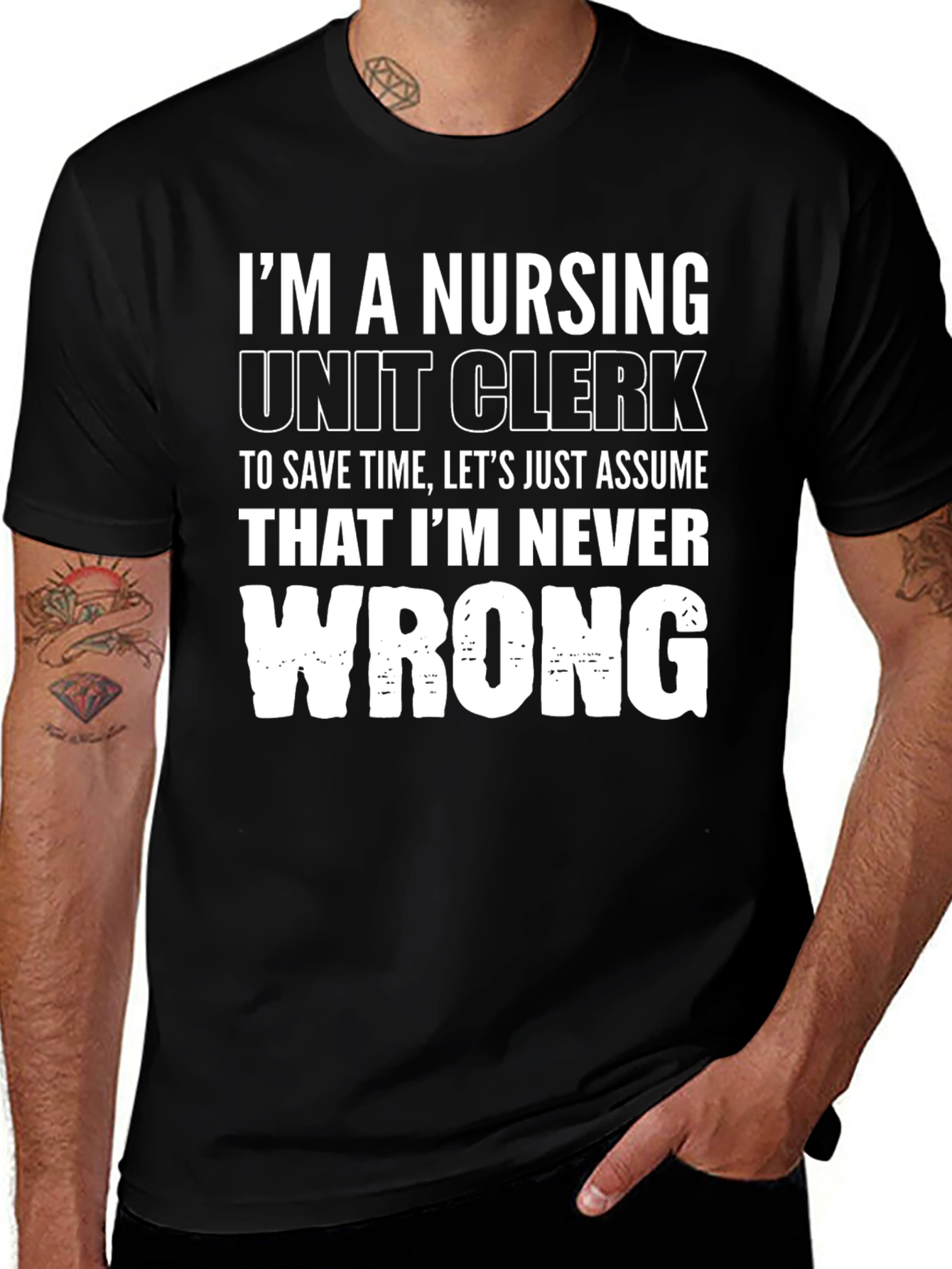 Variant 9 of Nursing Unit Clerk T-Shirt - Never Wrong