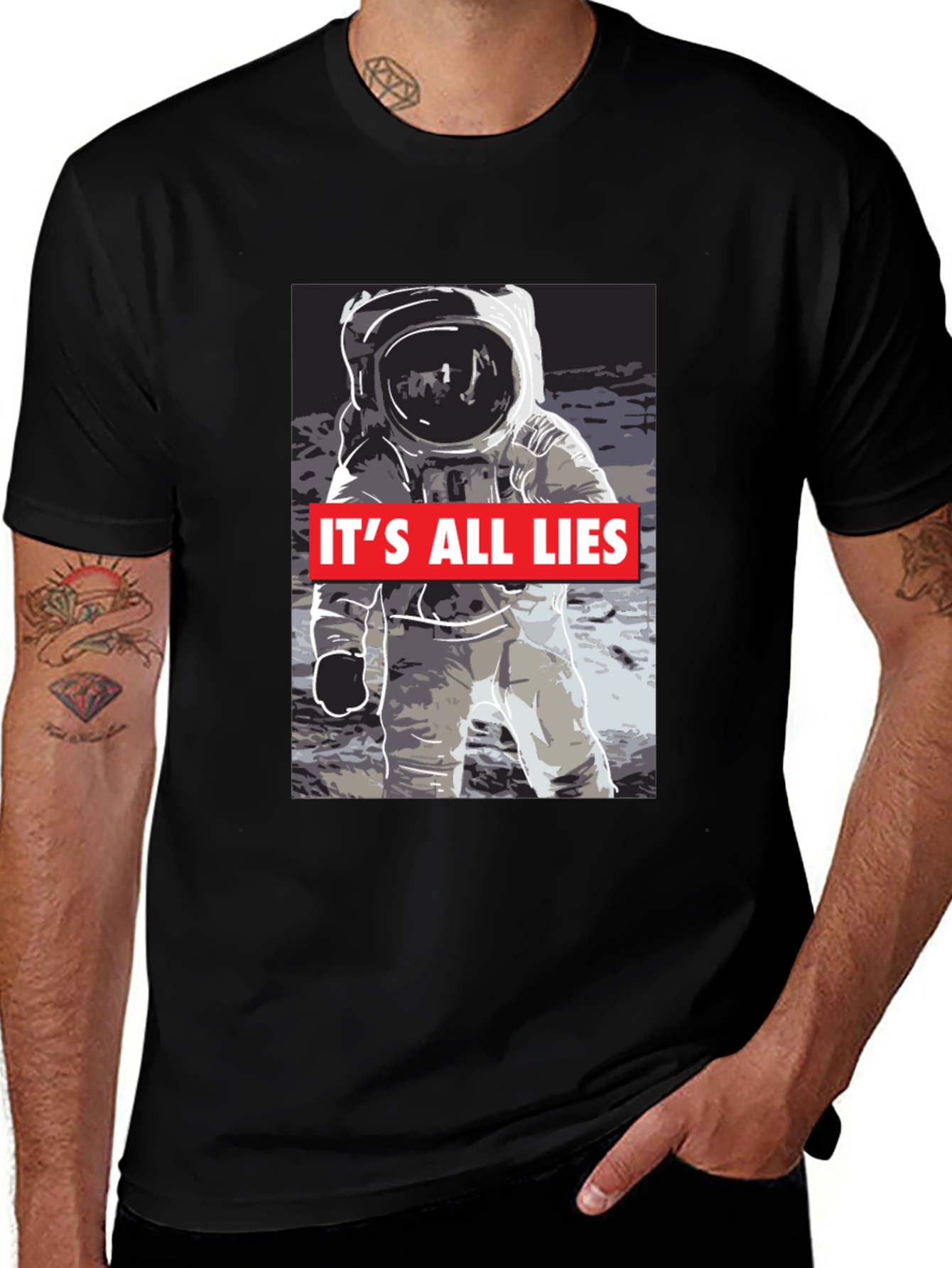 Variant 22 of It's All Lies Astronaut T-Shirt - Conspiracy Theory Tee