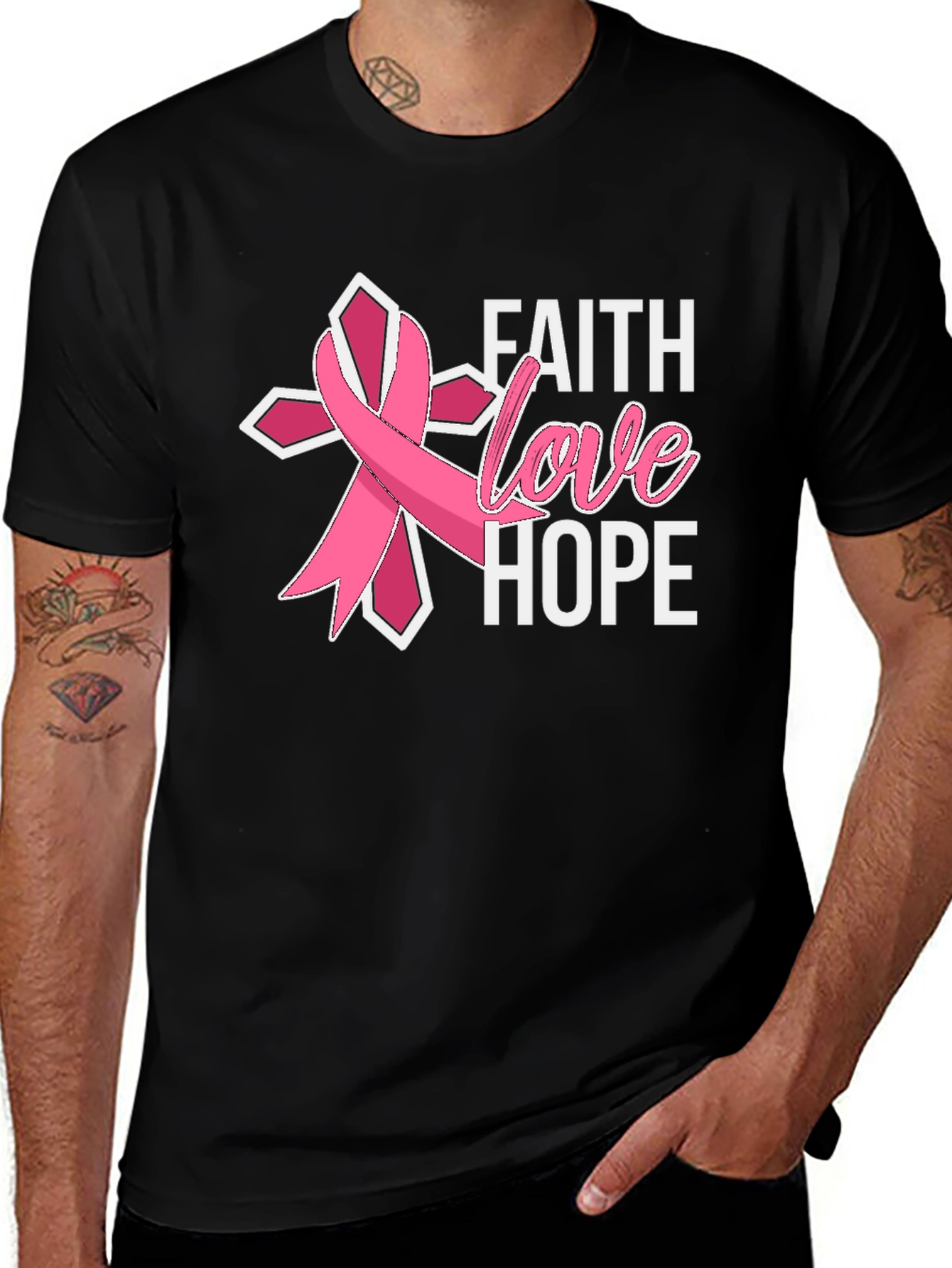 Variant 8 of Faith Love Hope T-Shirt - Breast Cancer Awareness
