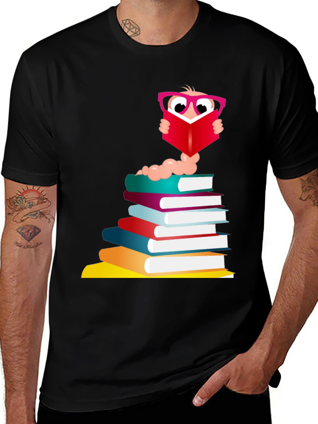 Variant 20 of Bookworm Graphic Tee - Black Cotton T-Shirt