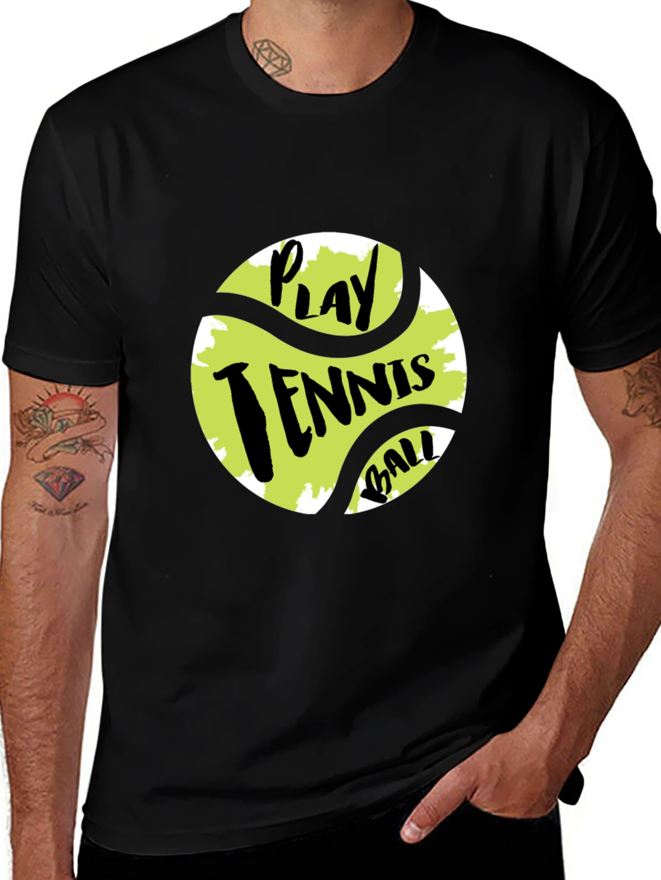 Variant 15 of Play Tennis Ball Black T-Shirt