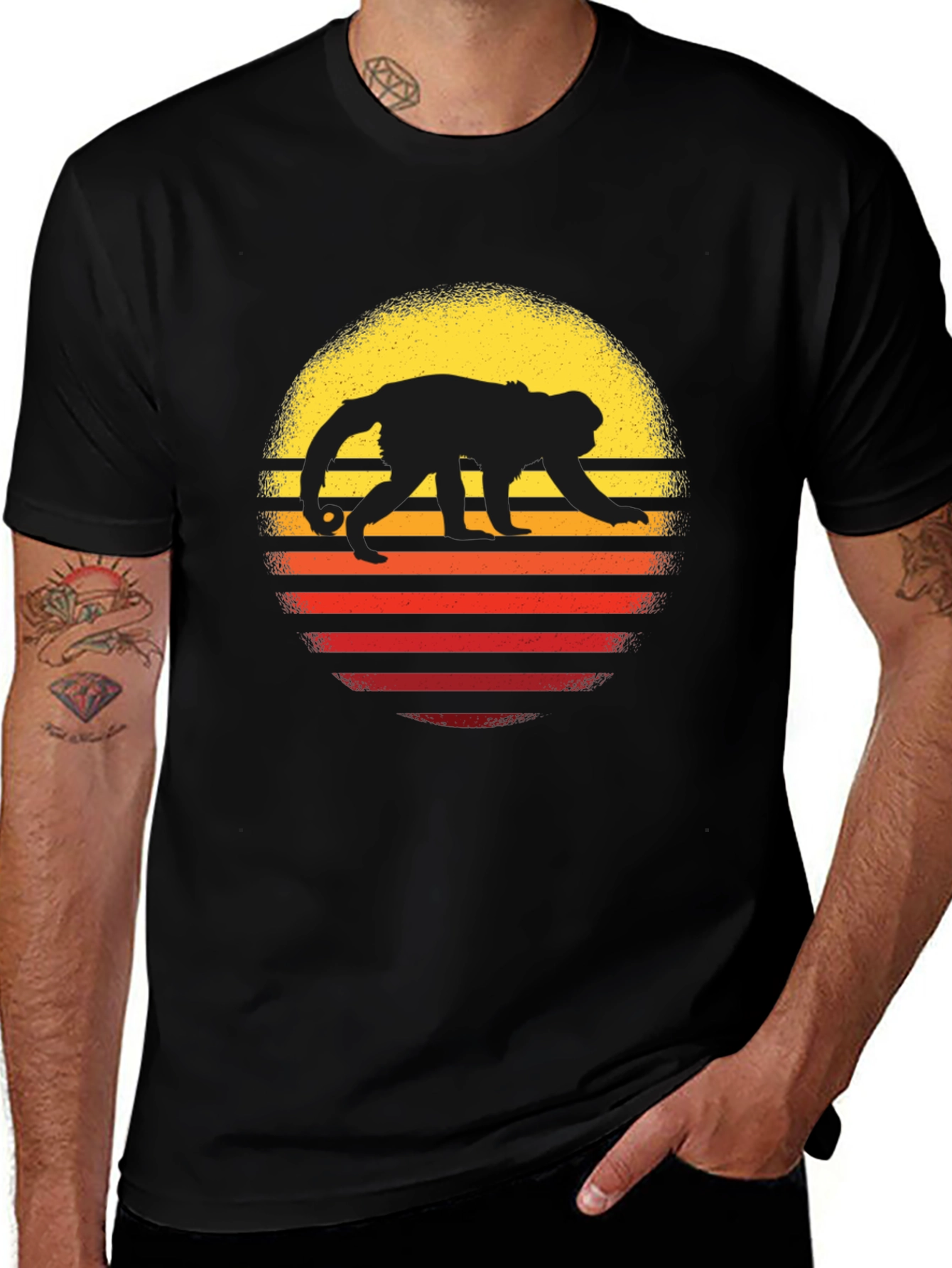 Variant 17 of Retro Monkey Sunset T-Shirt