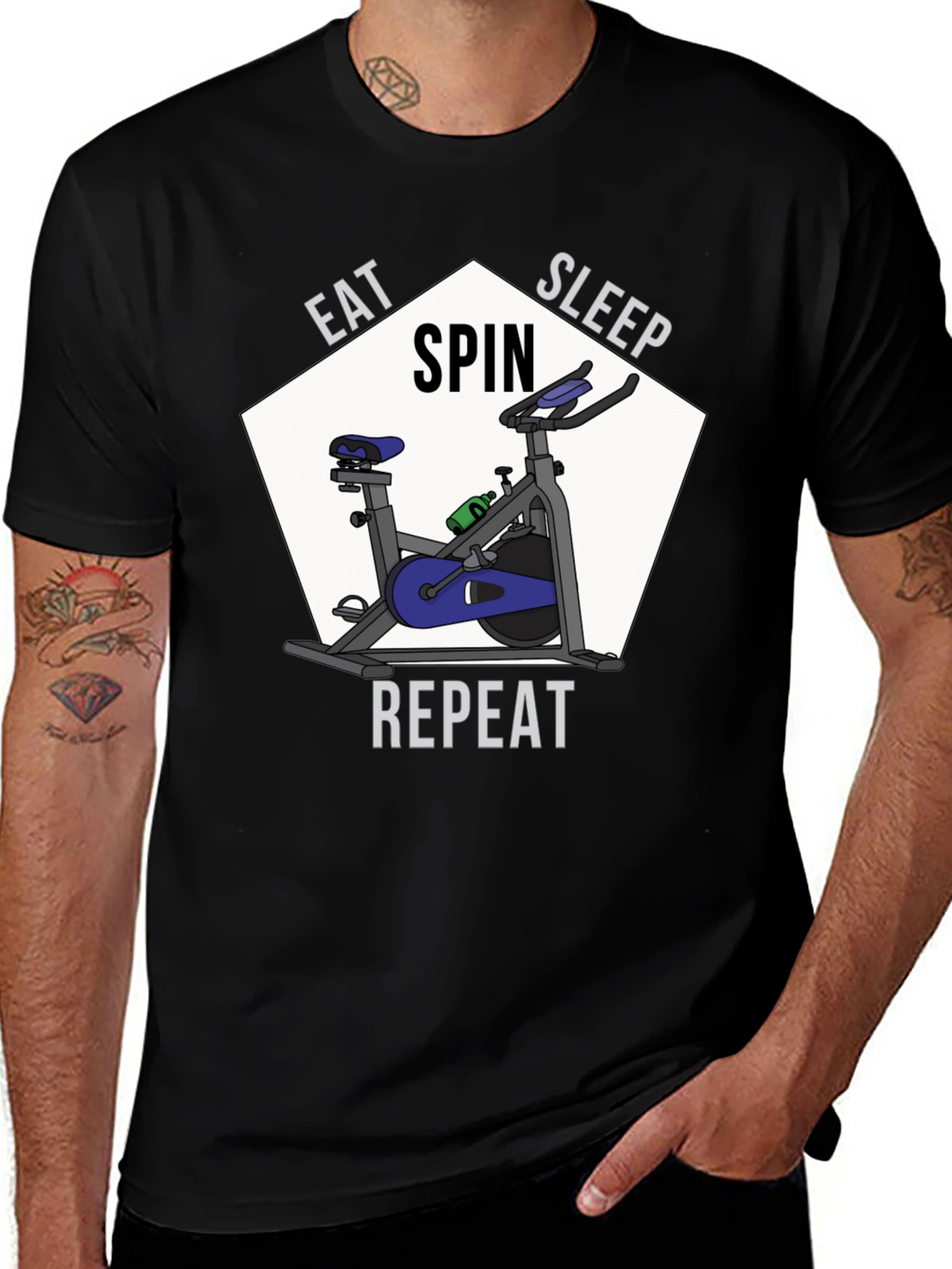 Variant 12 of Eat Sleep Spin Repeat T-Shirt - Indoor Cycling Apparel
