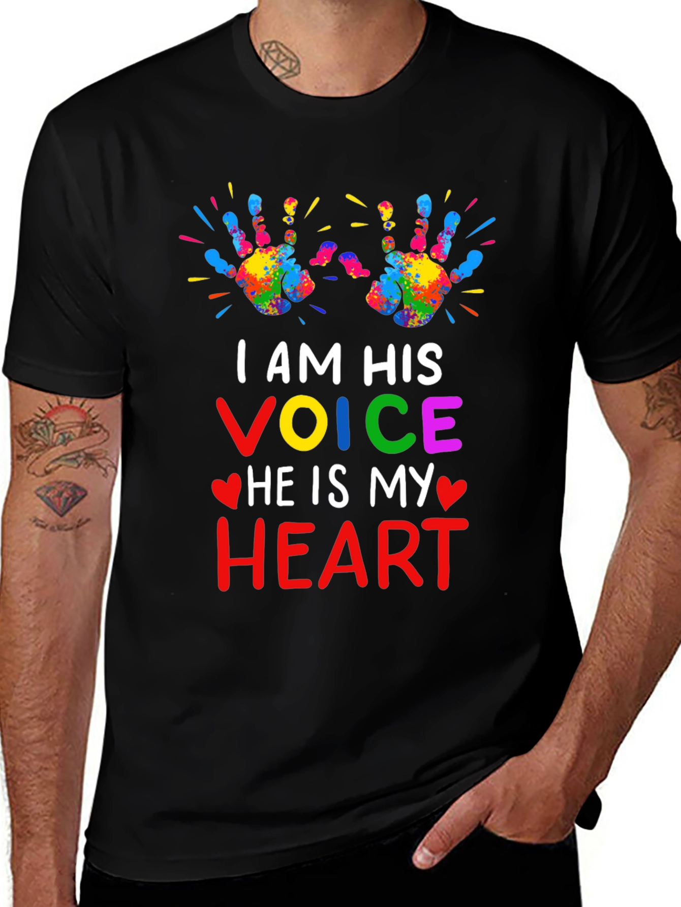 Variant 27 of Autism Awareness 'I am his voice' T-Shirt