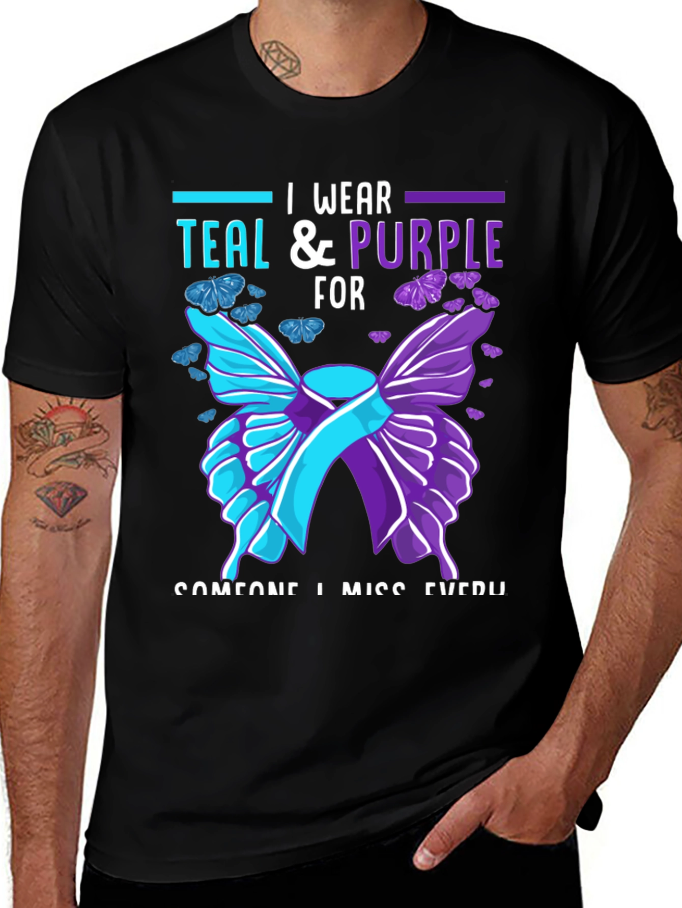 Variant 11 of Teal & Purple Butterfly Awareness T-Shirt