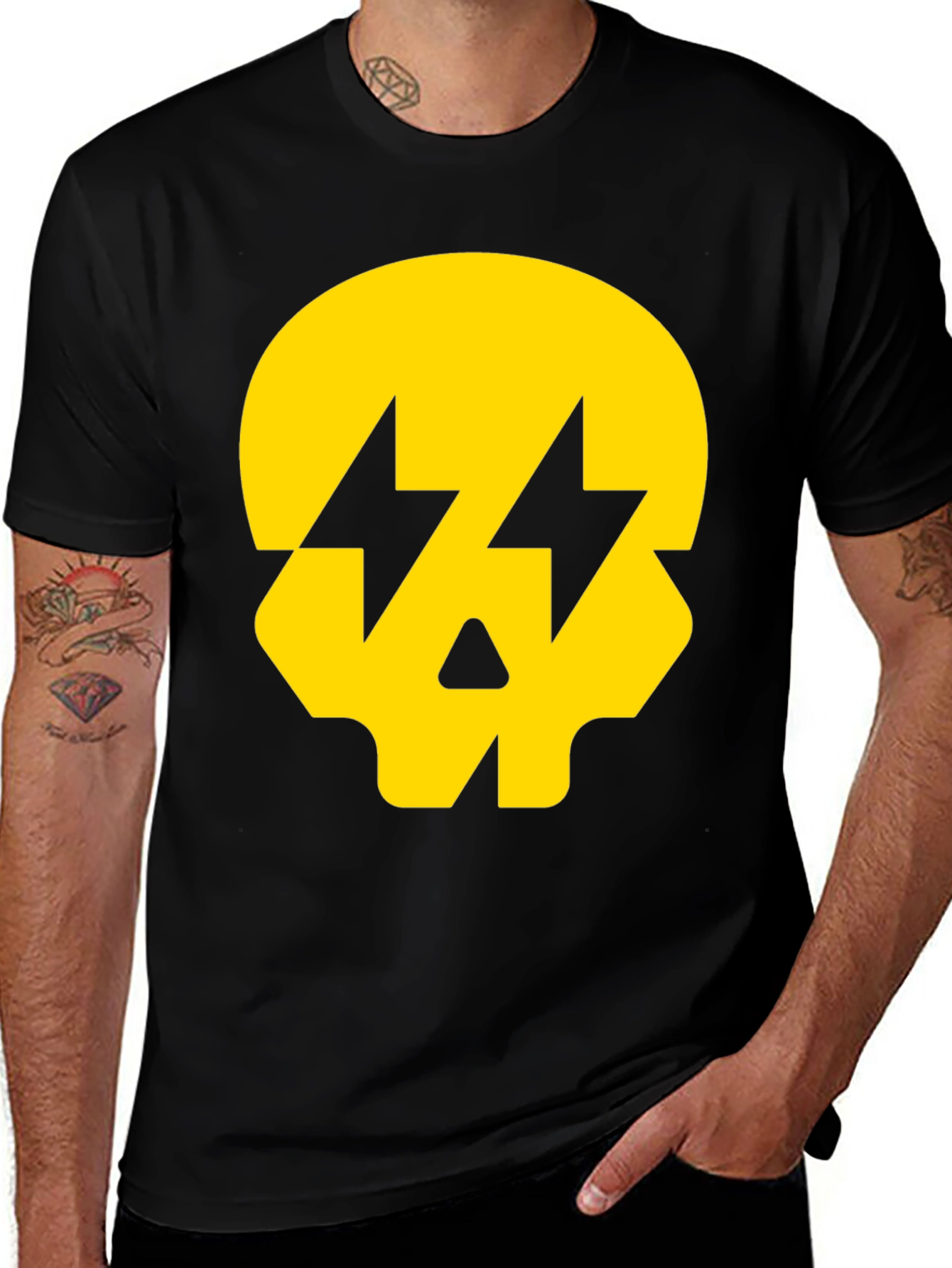 Variant 29 of Skull Lightning Bolt Graphic T-Shirt - Bold & Edgy Design