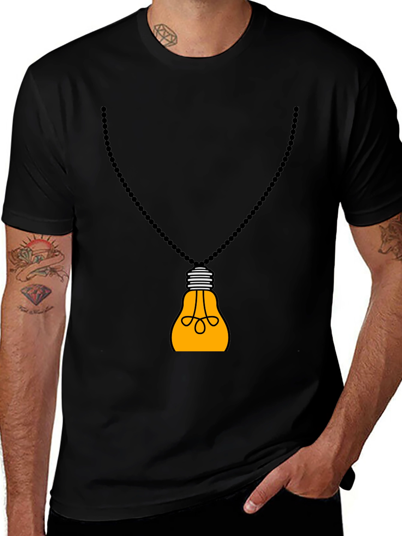Variant 30 of Idea Bulb Pendant Black T-Shirt