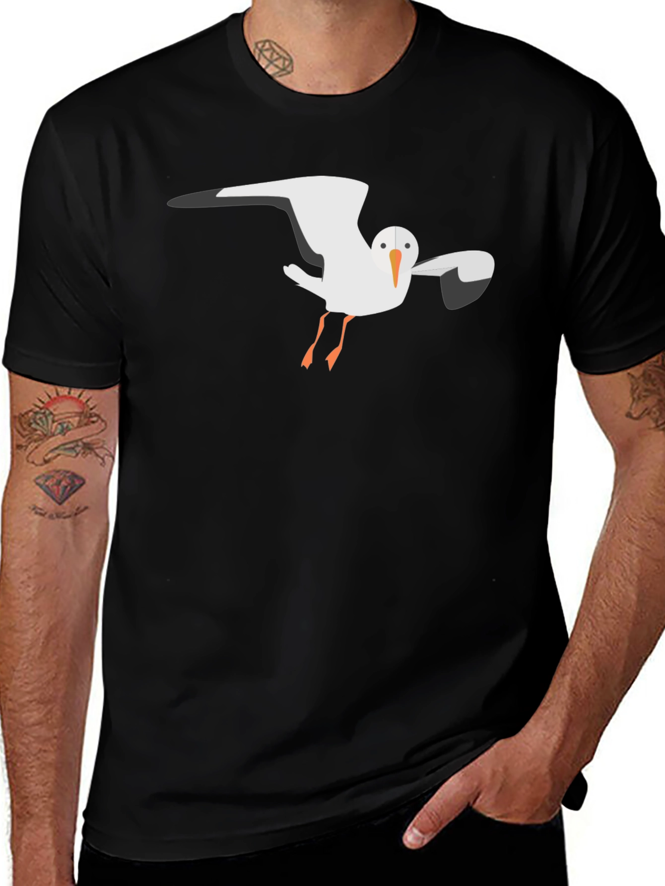 Seagull Graphic Tee - Black Casual T-Shirt