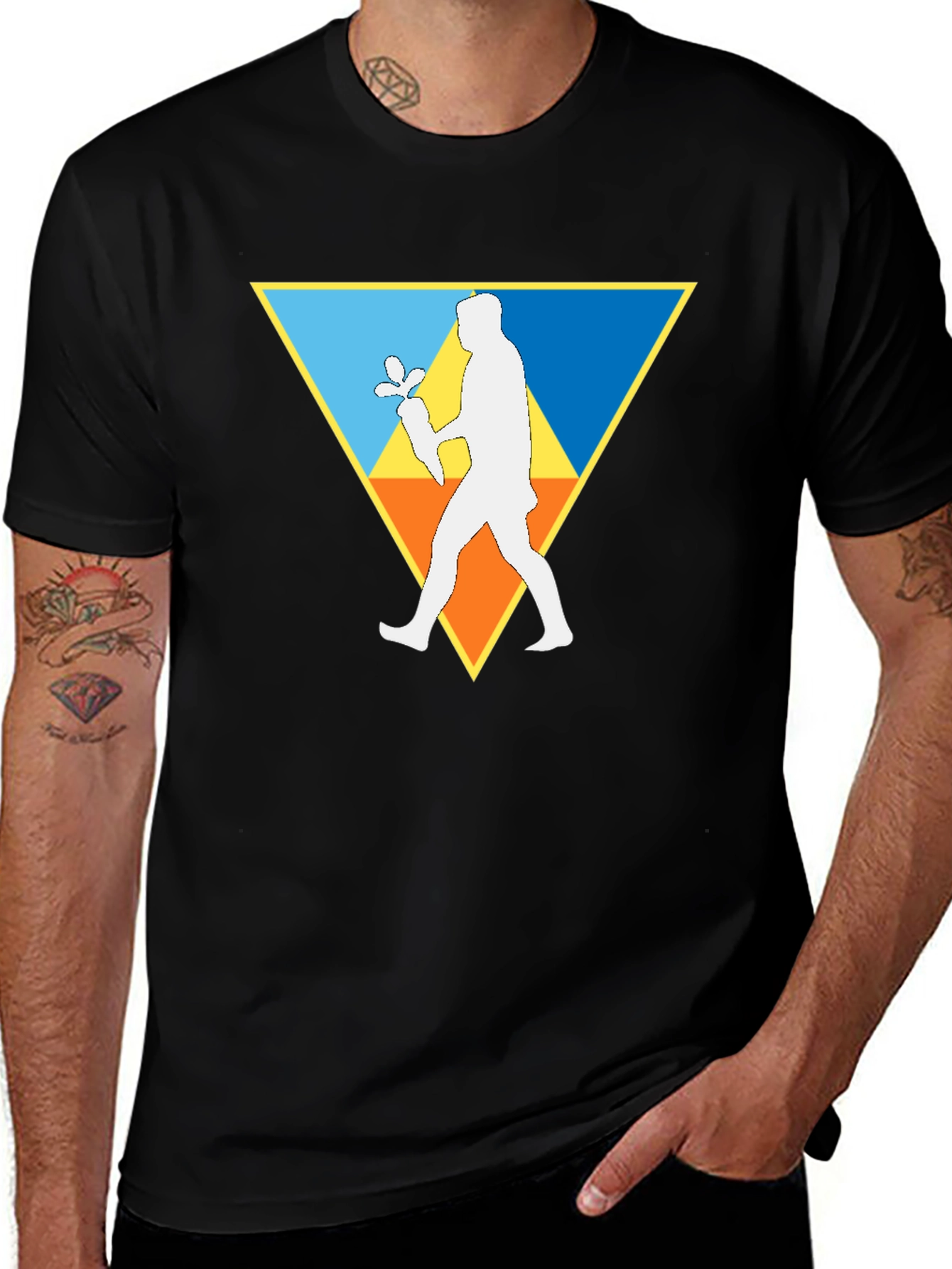 Variant 16 of Graphic Tee: Walking Figure Triangle Design
