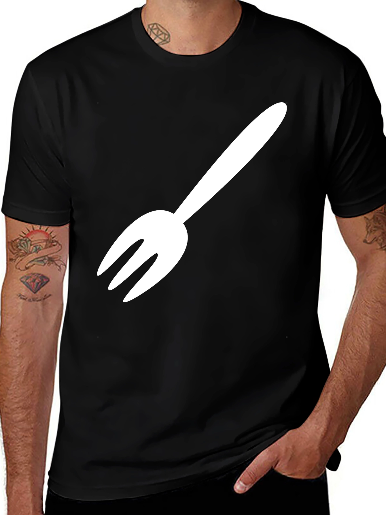 Variant 14 of Fork Graphic Tee - Black Cotton Blend
