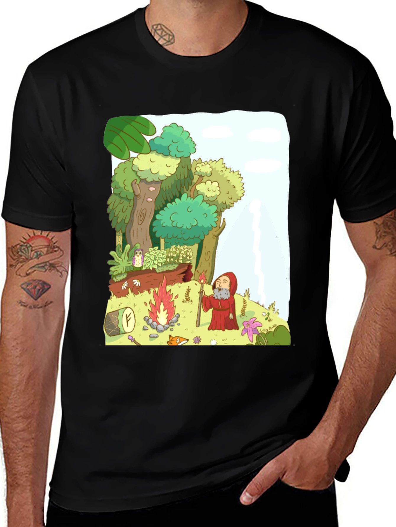 Variant 6 of Cartoon Forest Campfire T-Shirt