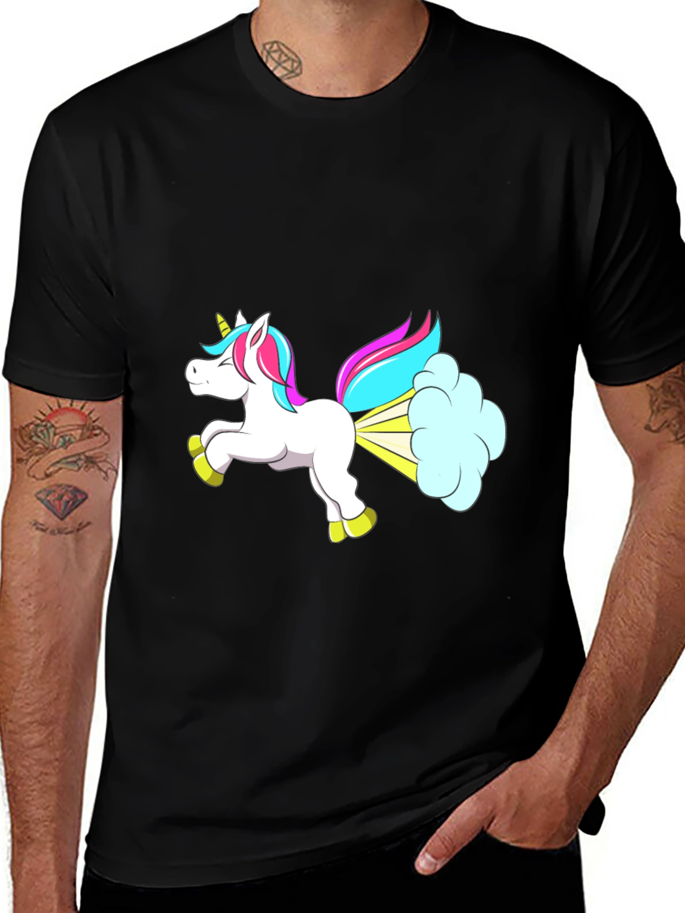 Variant 12 of Funny Unicorn Farting Graphic T-Shirt
