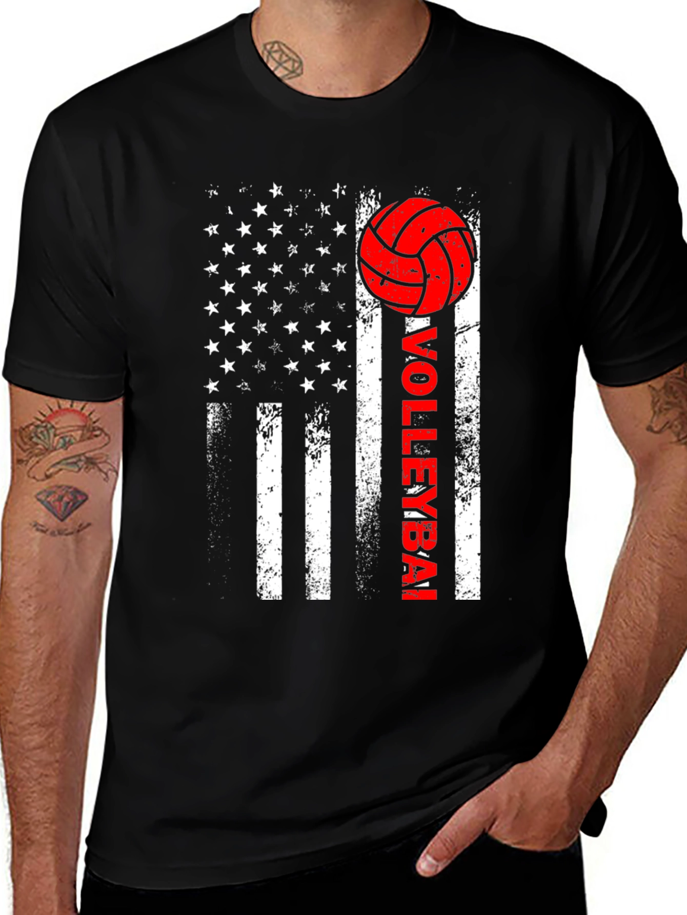 Variant 22 of Volleyball American Flag Graphic T-Shirt