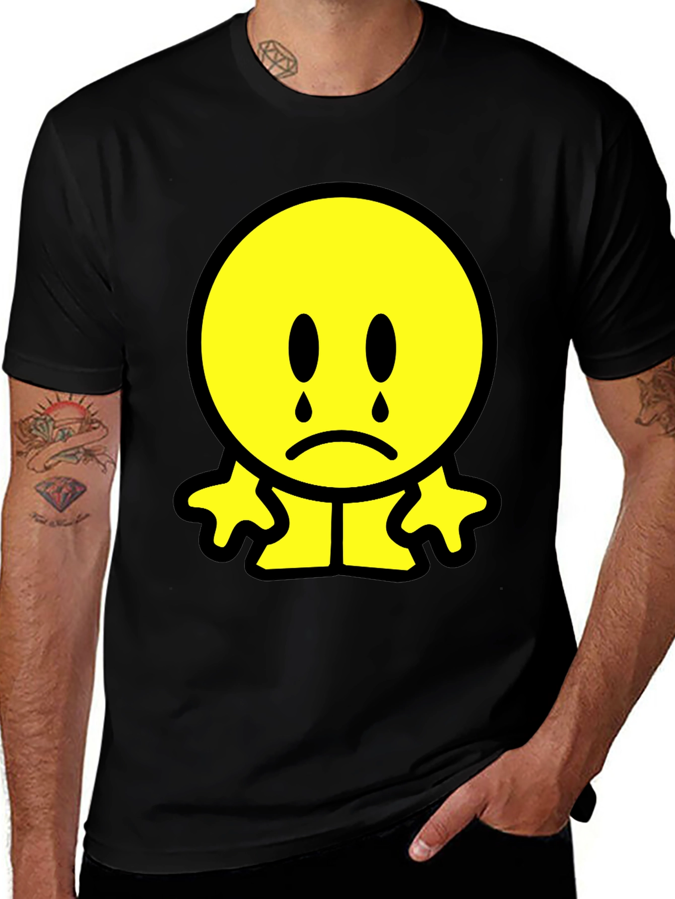 Variant 24 of Sad Emoji Graphic T-Shirt - Black