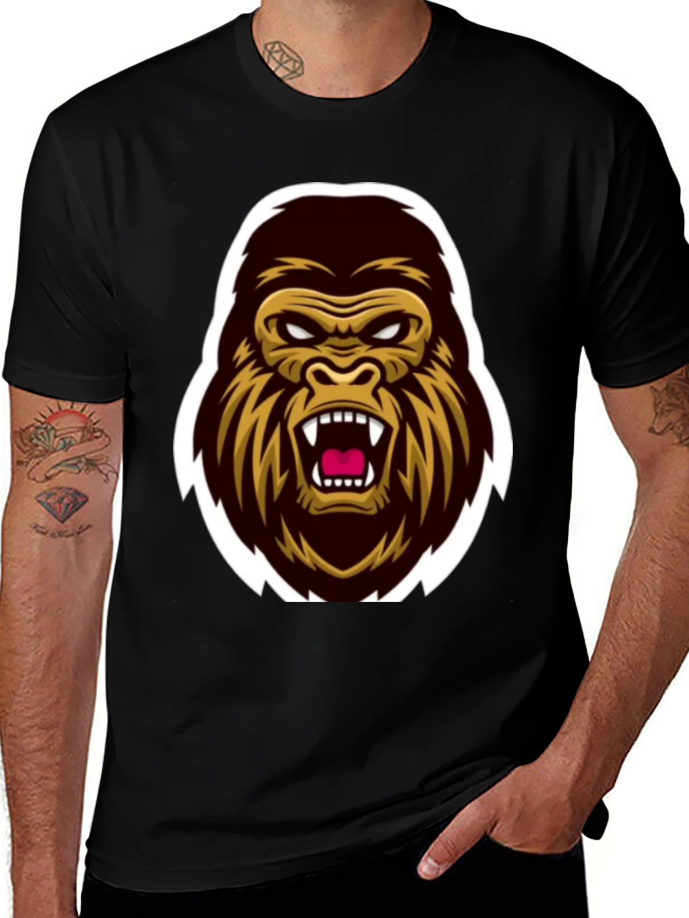Variant 27 of Men's Black Gorilla Graphic Tee