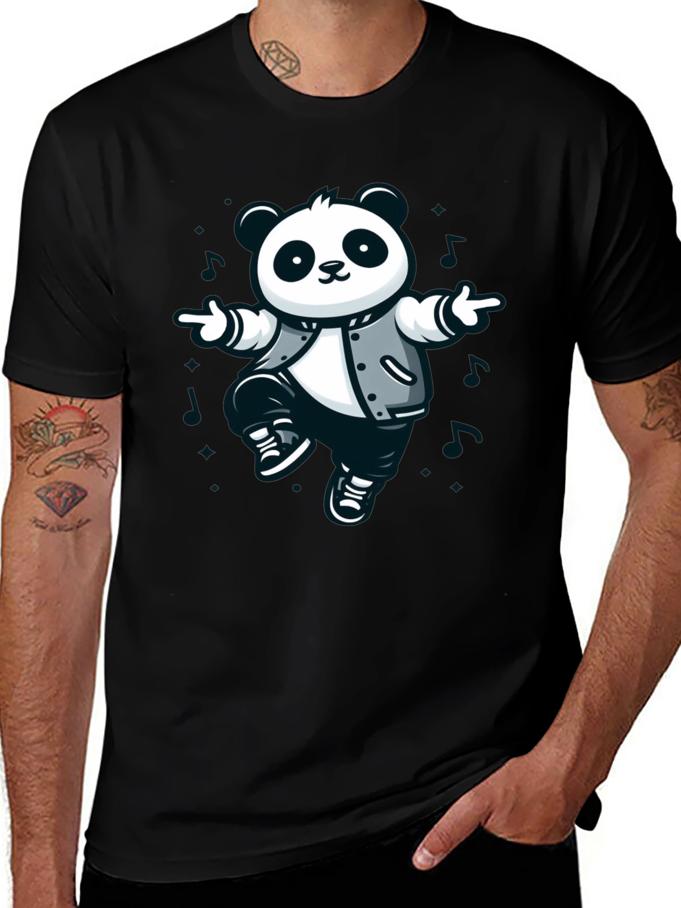 Variant 29 of Cool Panda Graphic T-Shirt - Black